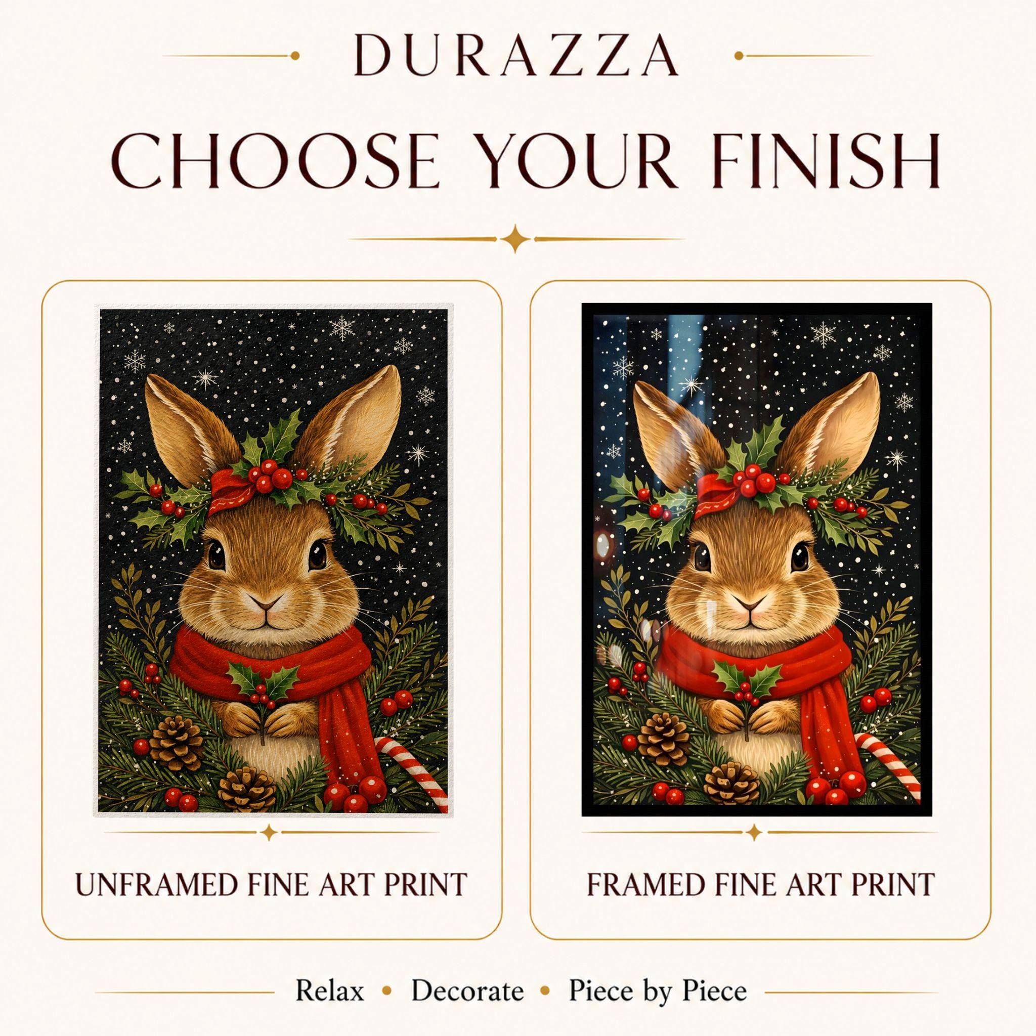 Winter Rabbit Wall Art 12x18 or 24x36 | Bunny Frost – Durazza