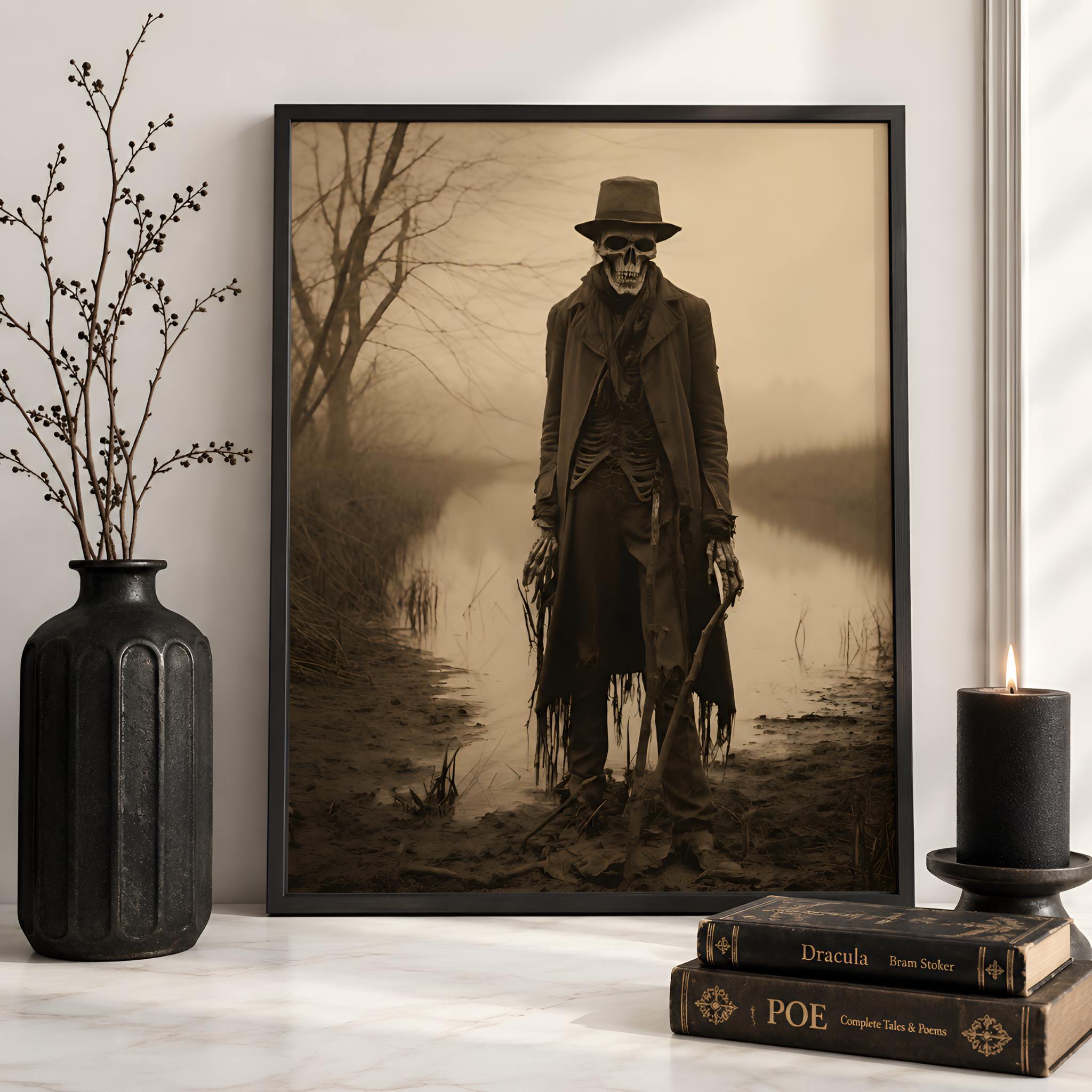 Zombie Skeleton Art Print 11x14 | Undead Riverbank
