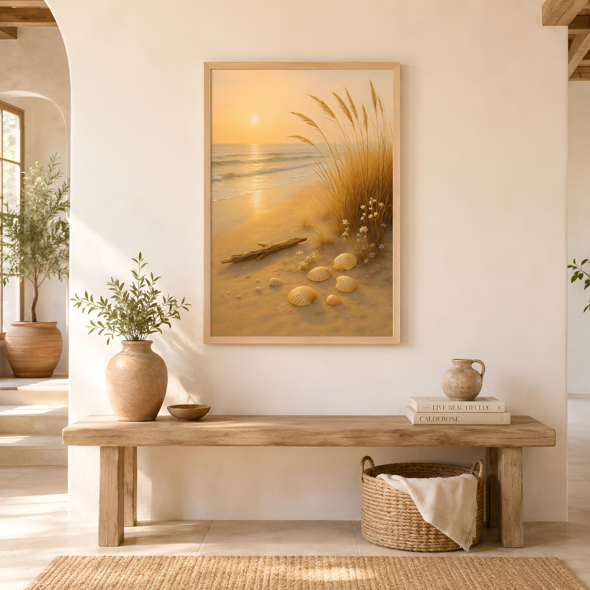 Golden Coastal Beach Wall Art 12x18 24x36 40x60 | Salt Rest