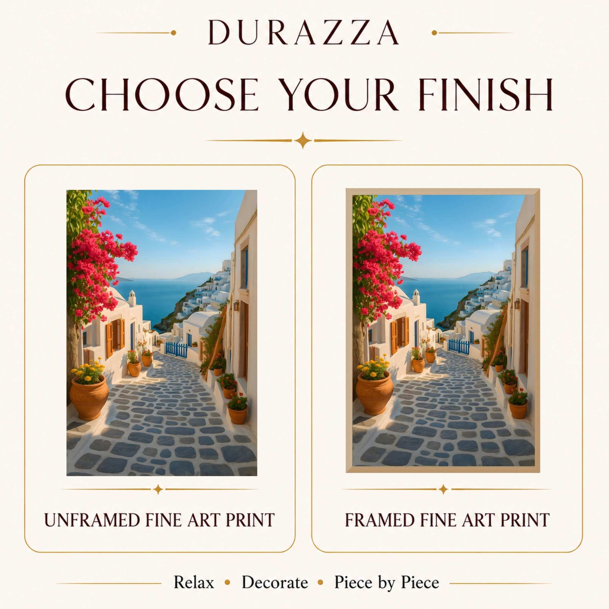 Greek Village Wall Art, 12x18 or 24x36 | Santorini Glow