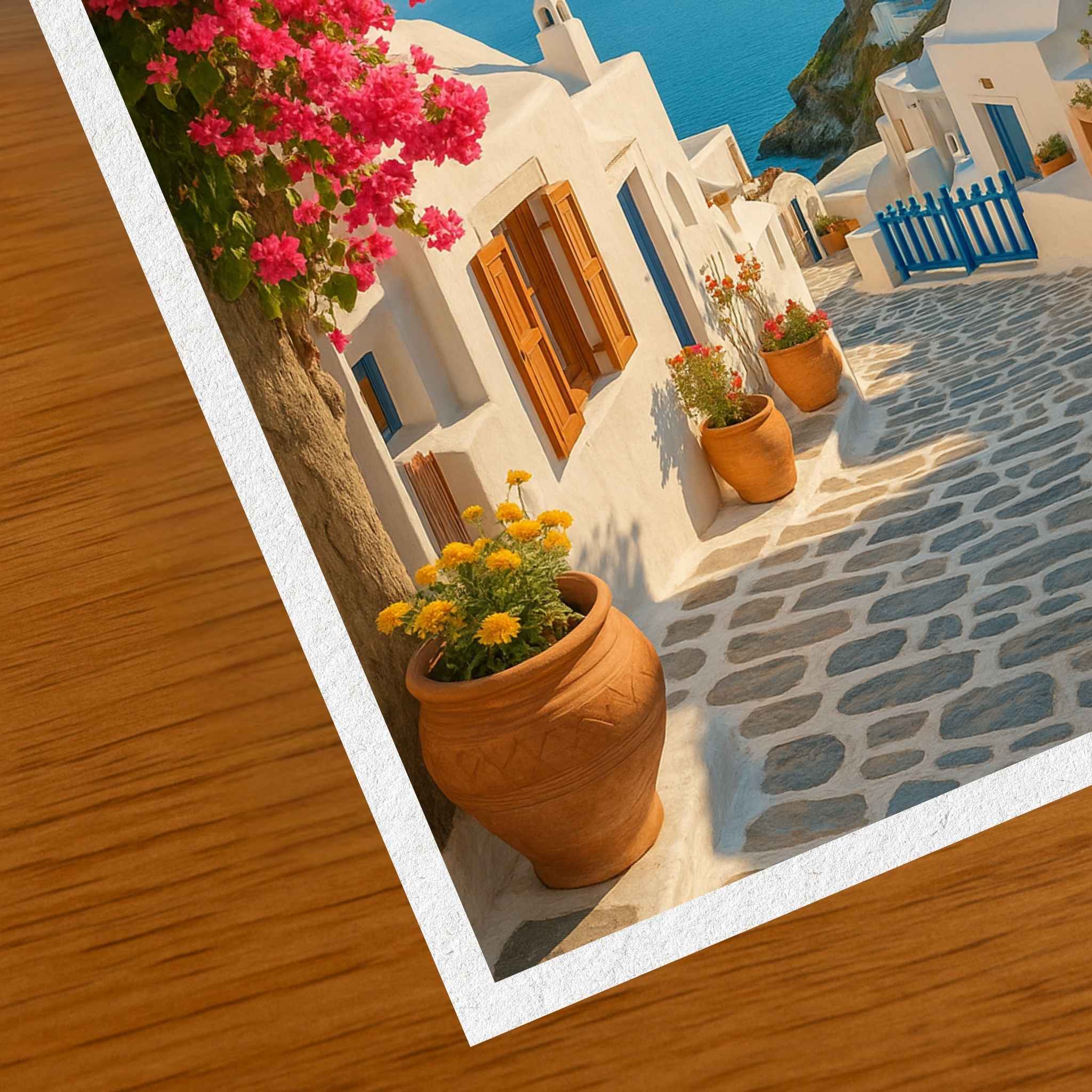 Greek Village Wall Art, 12x18 or 24x36 | Santorini Glow
