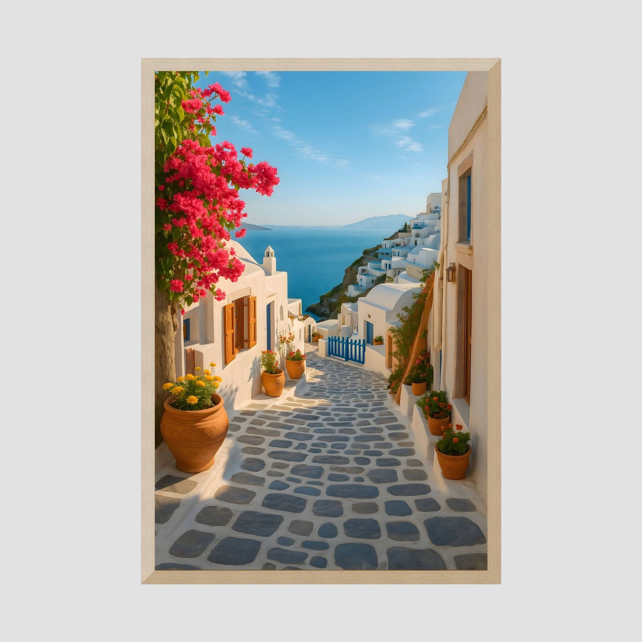 Greek Village Wall Art, 12x18 or 24x36 | Santorini Glow