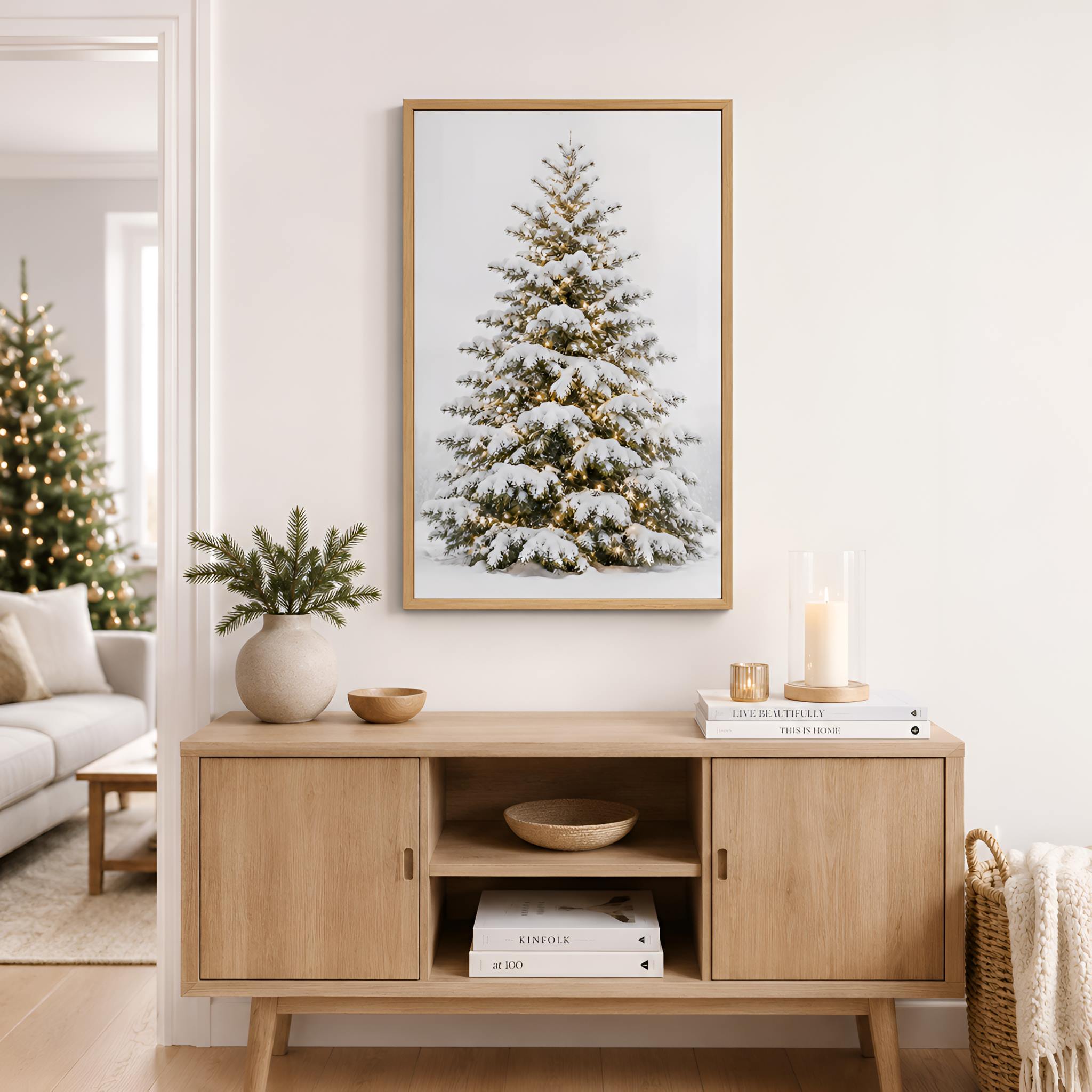 Snowy Christmas Tree Canvas Art 16x24 | Twinkle Tree