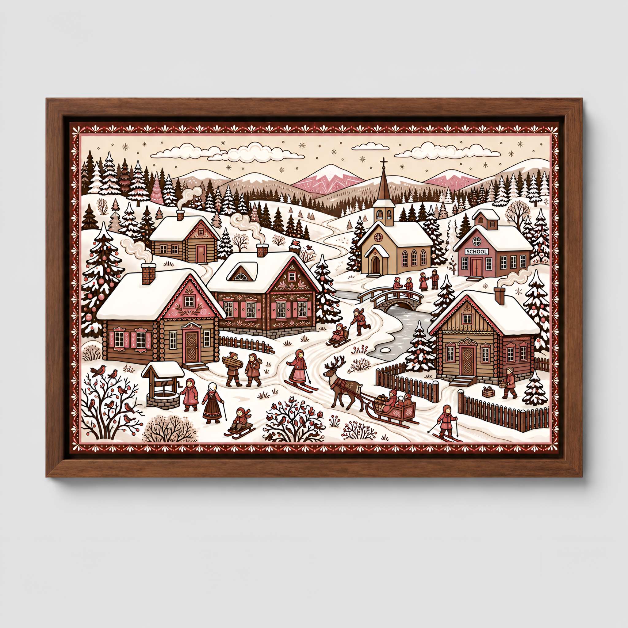 Storybook Winter Canvas Art 12x18 & 16x24 | Snowy Serenity