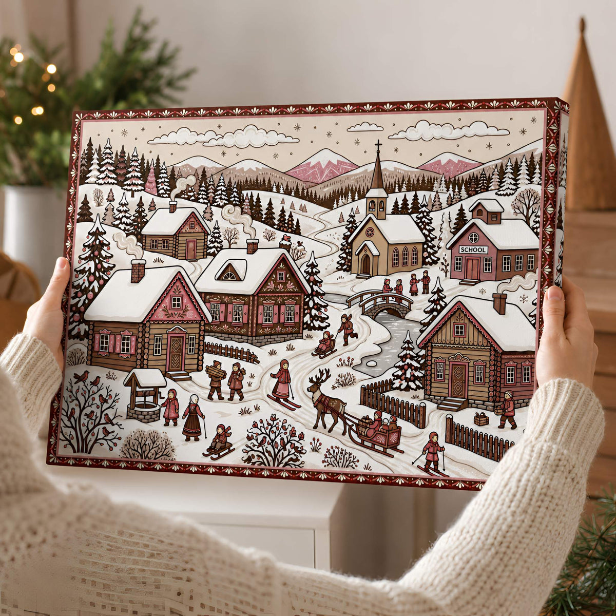 Storybook Winter Canvas Art 12x18 & 16x24 | Snowy Serenity