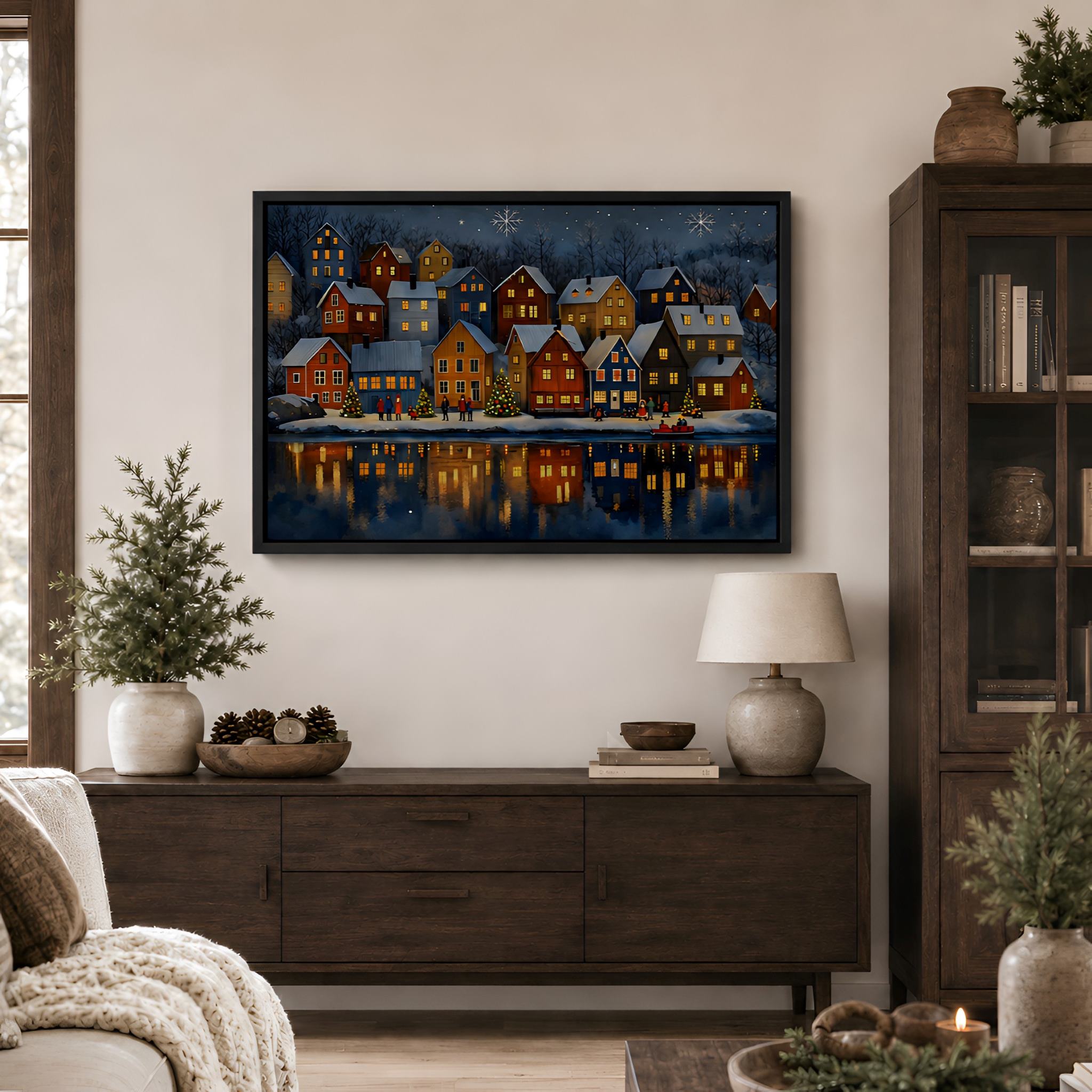 Nordic Christmas Canvas 24x16 36x24 | Norwegian Holiday Night