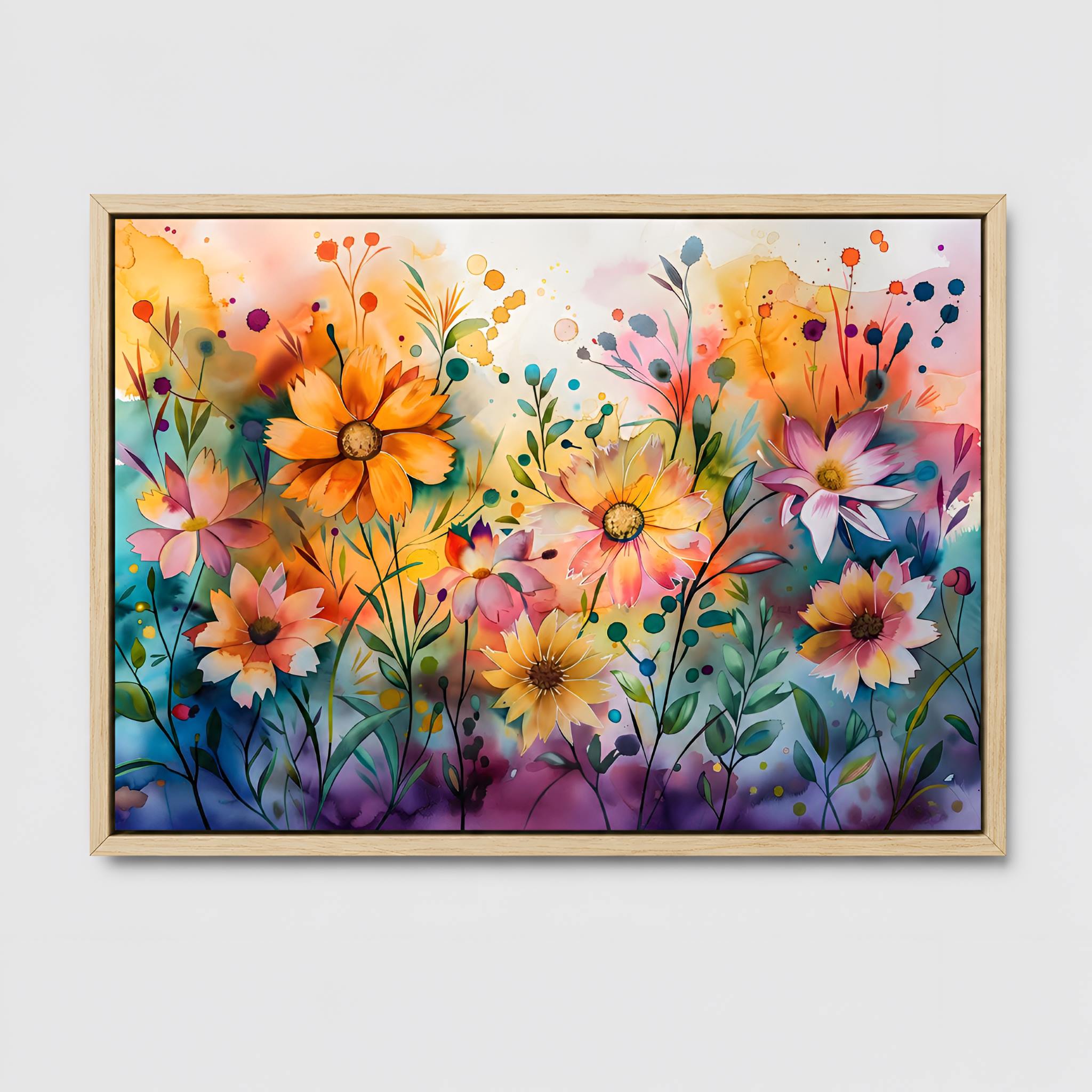 Colorful Floral Canvas Art 16x24 & 24x36 | Blooming Whimsy