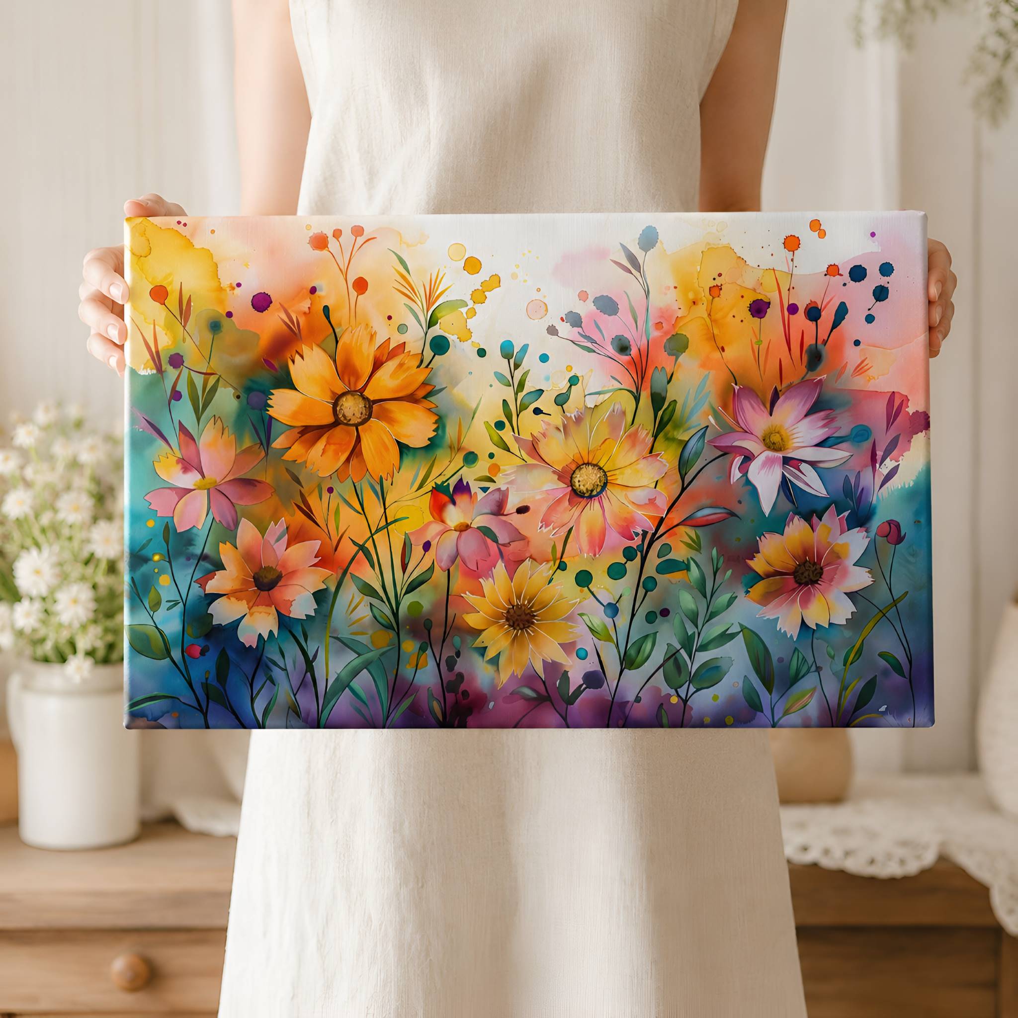 Colorful Floral Canvas Art 16x24 & 24x36 | Blooming Whimsy