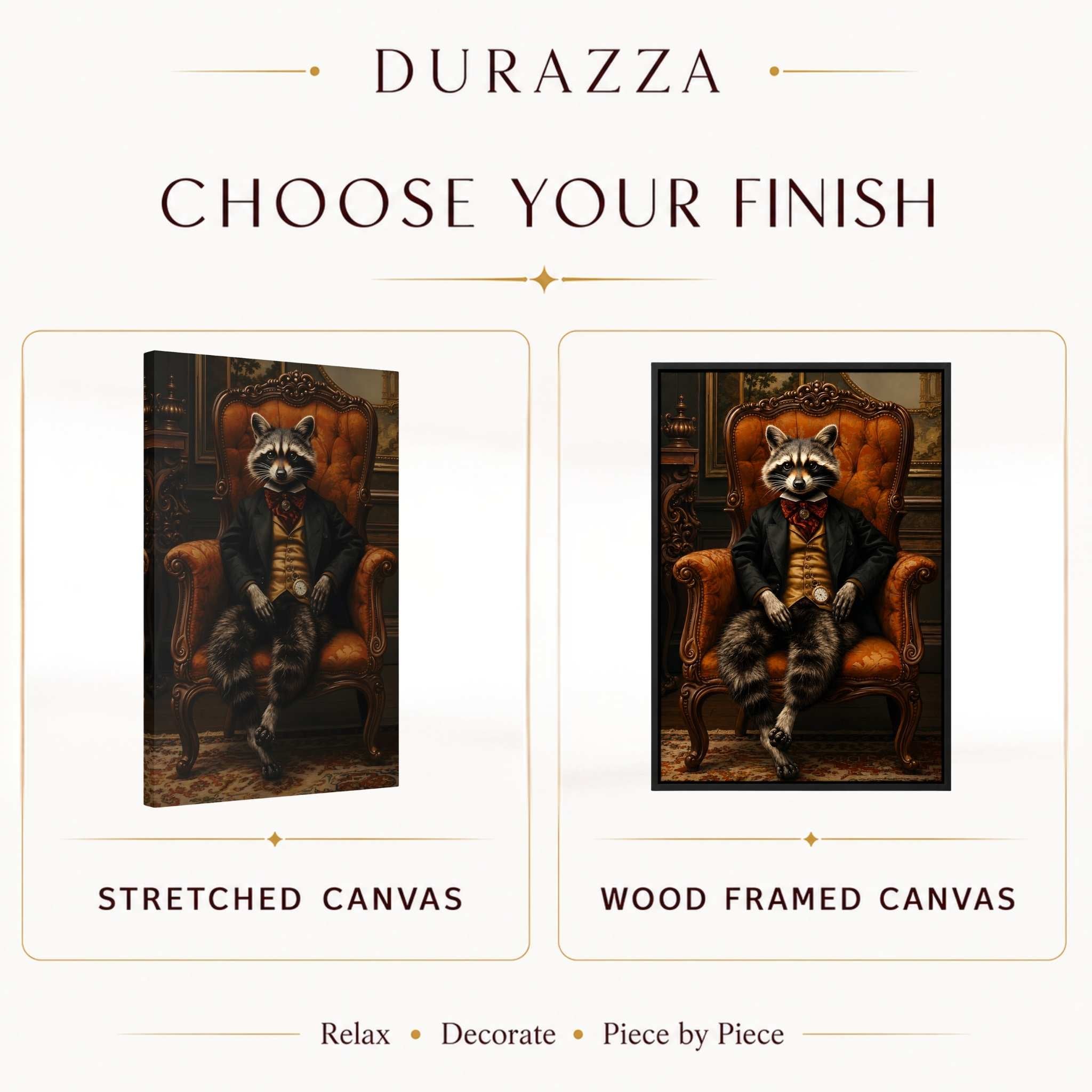 Victorian Raccoon Canvas Wall Art 12x18 16x24 | Dapper Raccoon