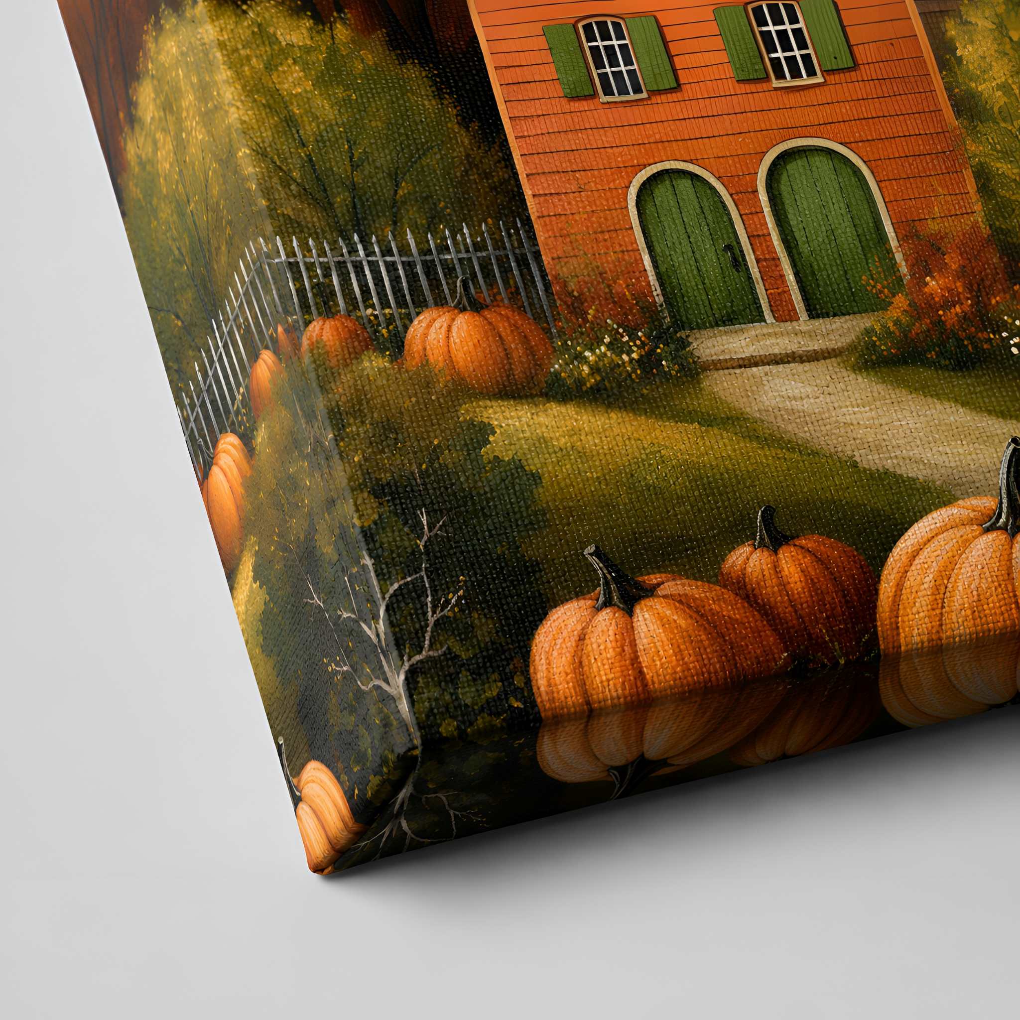 Folk Art Pumpkin Hill Canvas 12x18/16x24 or 24x36 | Fall Country Bliss