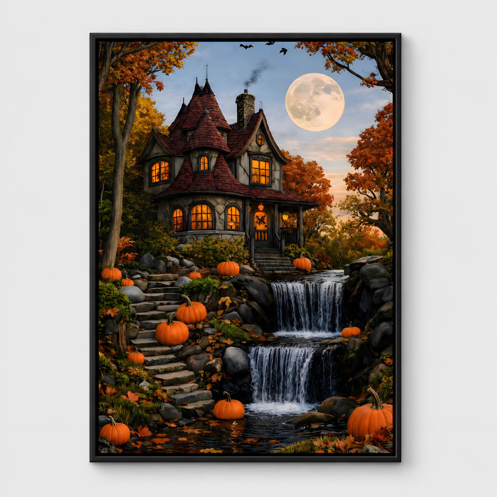 Pumpkin Waterfall Canvas Art 12x18–16x24 | Harvest Waterfall