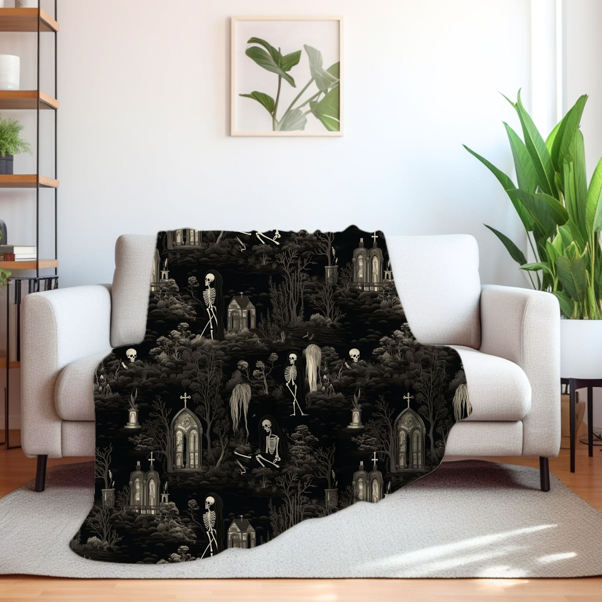 Walking Graveyard Throw Blanket in Sherpa or Velveteen Plush