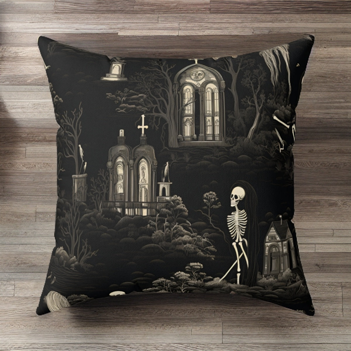 Halloween Faux Suede Pillow Cover | Walking Graveyard