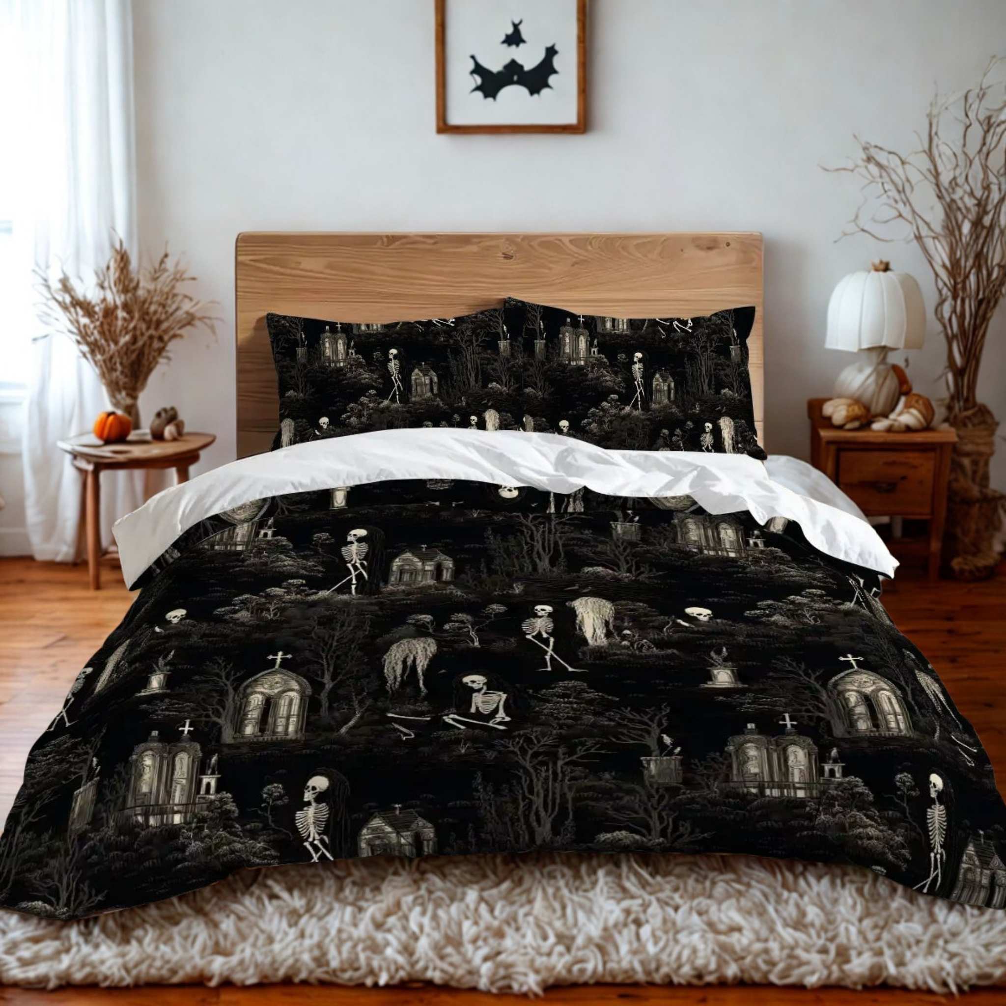 Walking Graveyard Duvet Cover with Pillow Shams, Microfiber