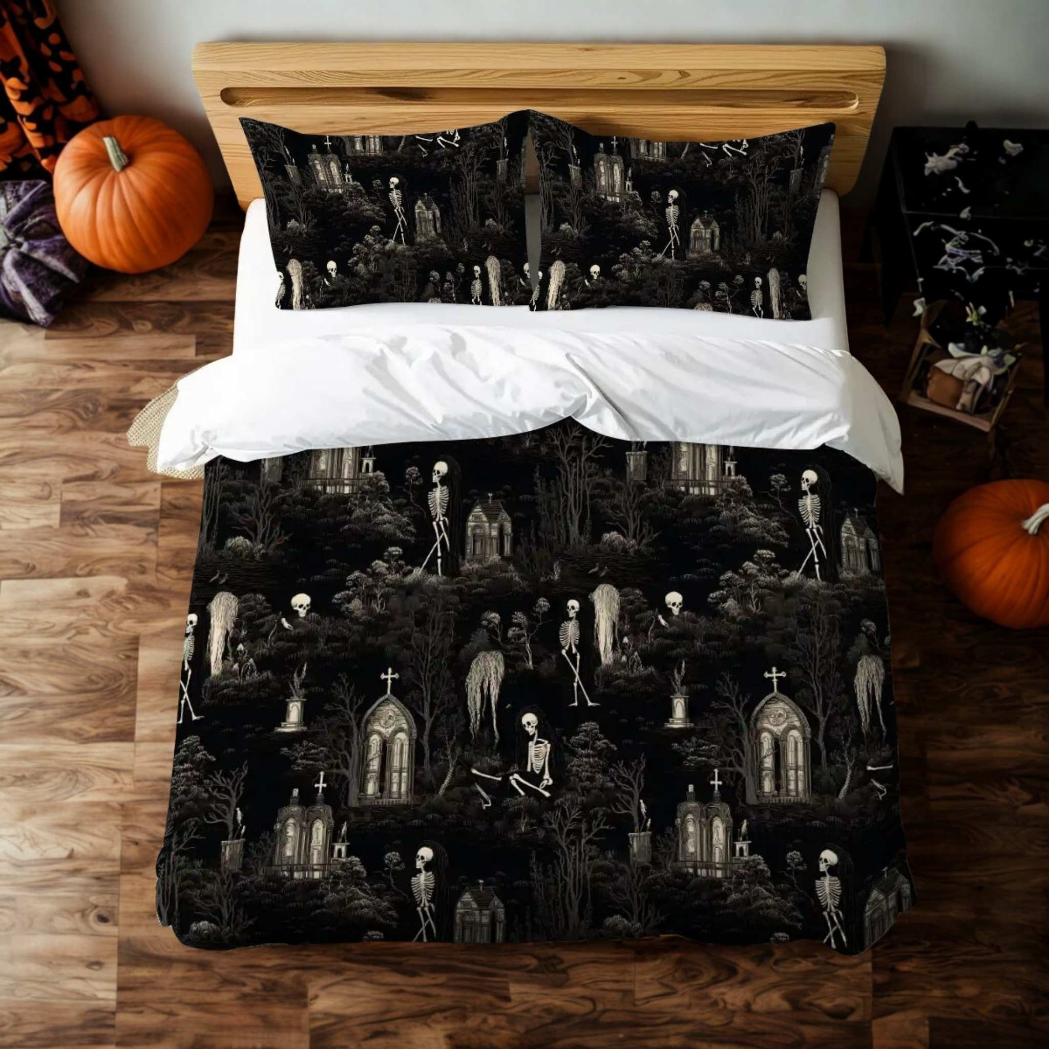 Walking Graveyard Duvet Cover with Pillow Shams, Microfiber