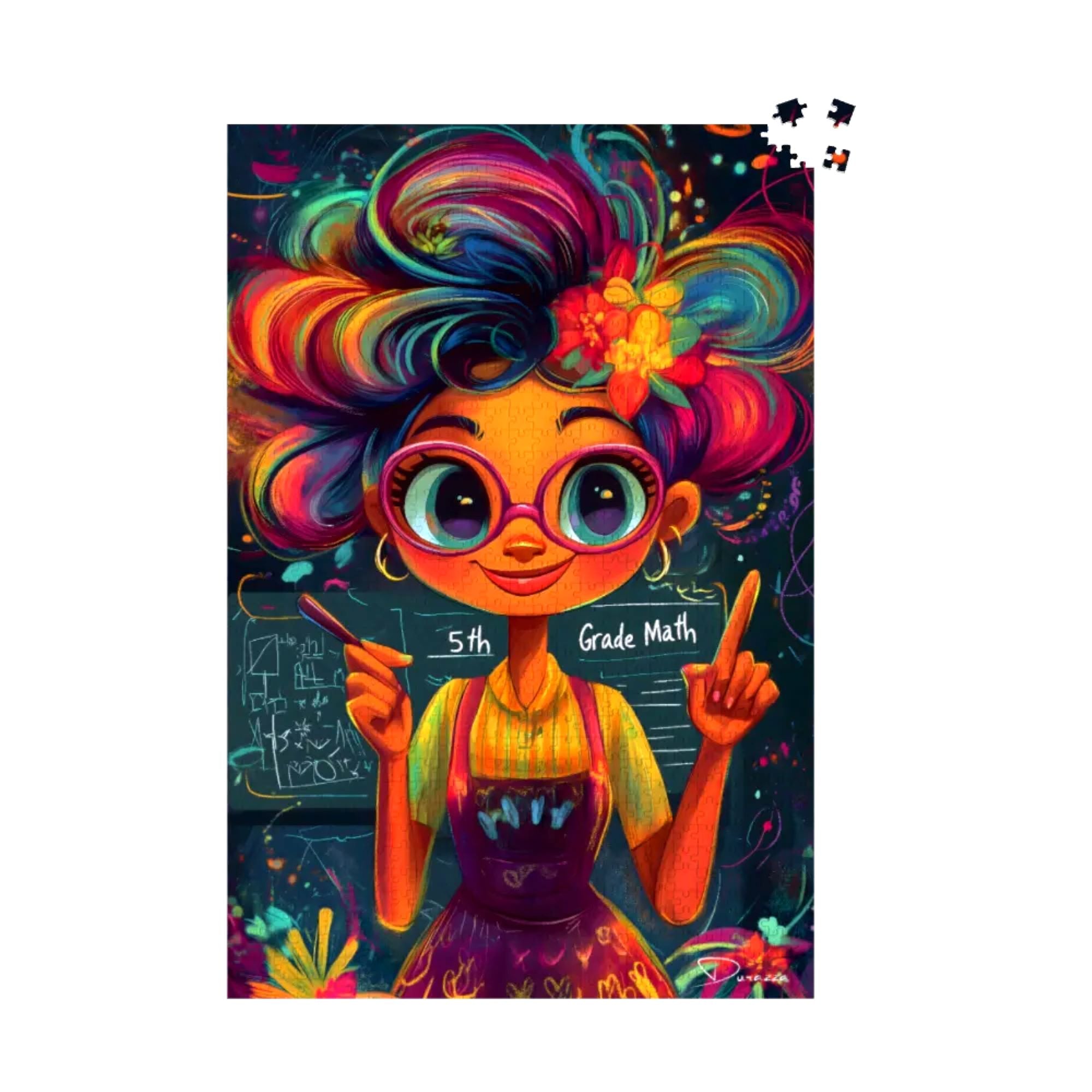 Whimsical Math Teacher Jigsaw Puzzle 500 or 1000 Piece