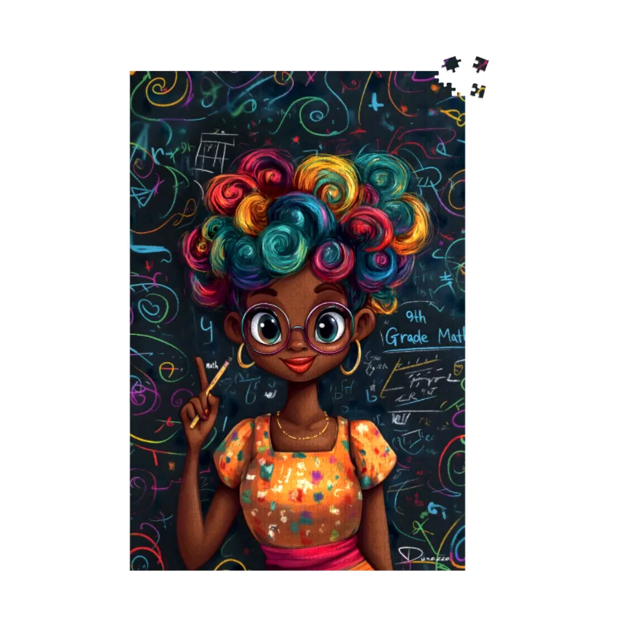 Whimsical Math Teacher II Jigsaw Puzzle 500 or 1000 Piece