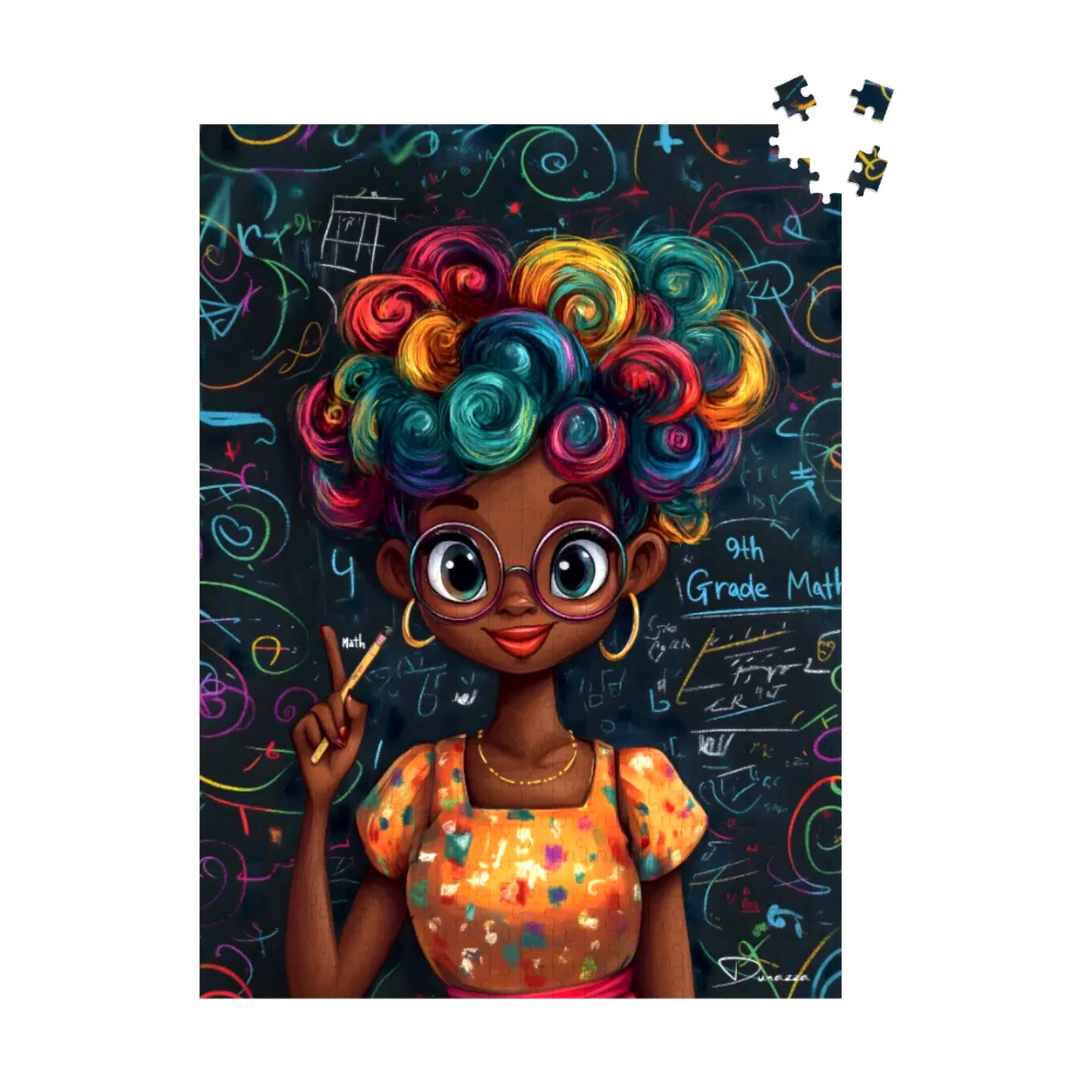 Whimsical Math Teacher II Jigsaw Puzzle 500 or 1000 Piece