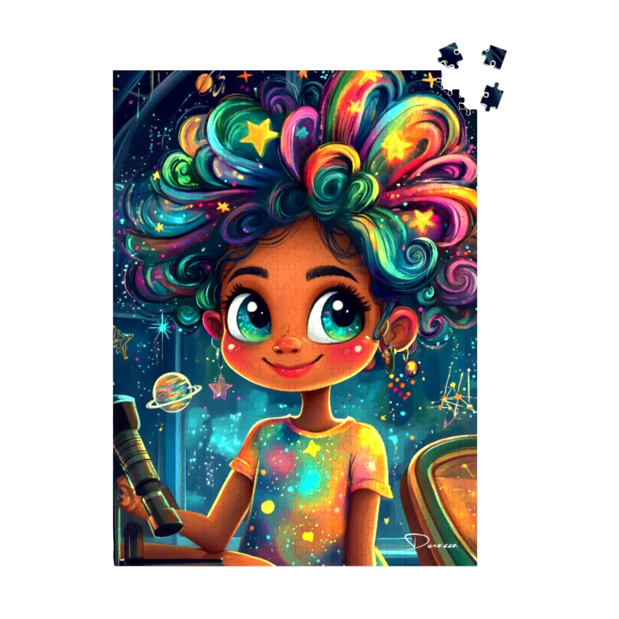 Whimsical Astronomer Kid Jigsaw Puzzle 500 or 1000 Piece
