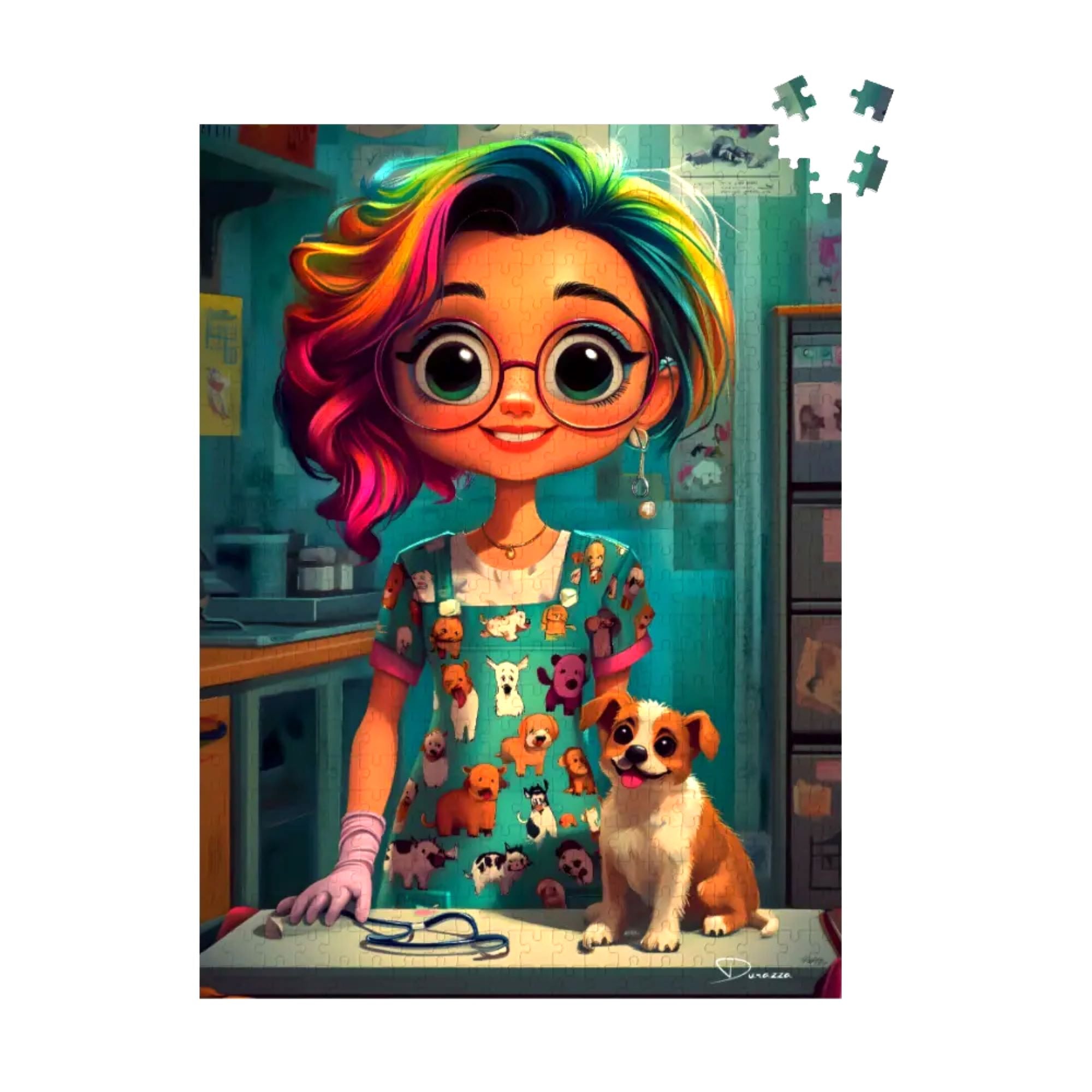 Whimsical Veterinarian Jigsaw Puzzle 500 or 1000 Piece