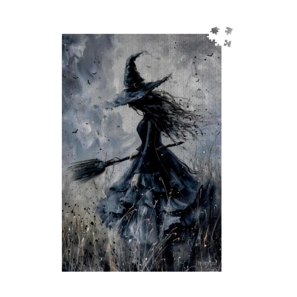 Whispers in the Wind Jigsaw Puzzle 500 or 1000 Piece | Minimalist Witch