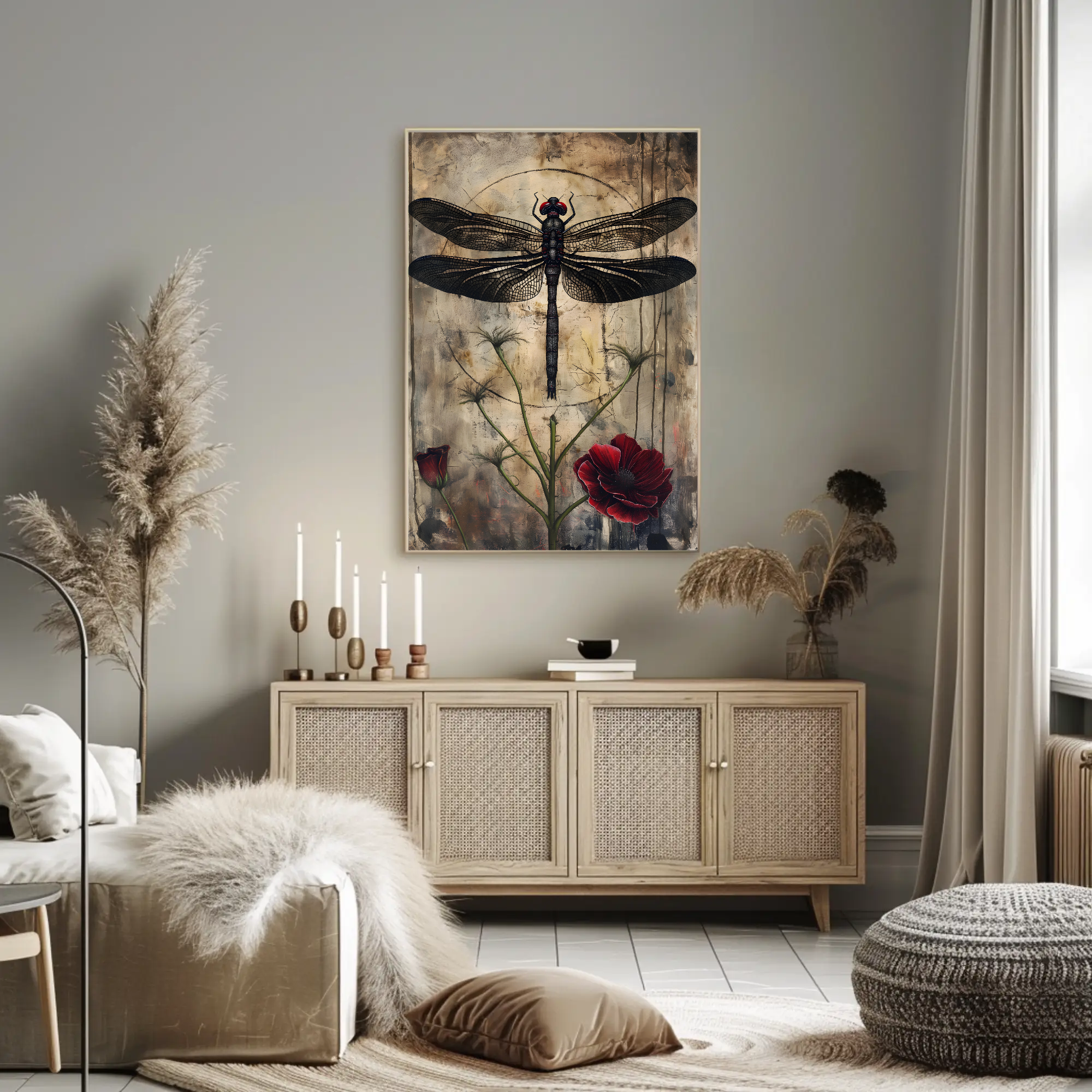 Whispers of a Dragonfly Wall Art: Gothic Home Decor