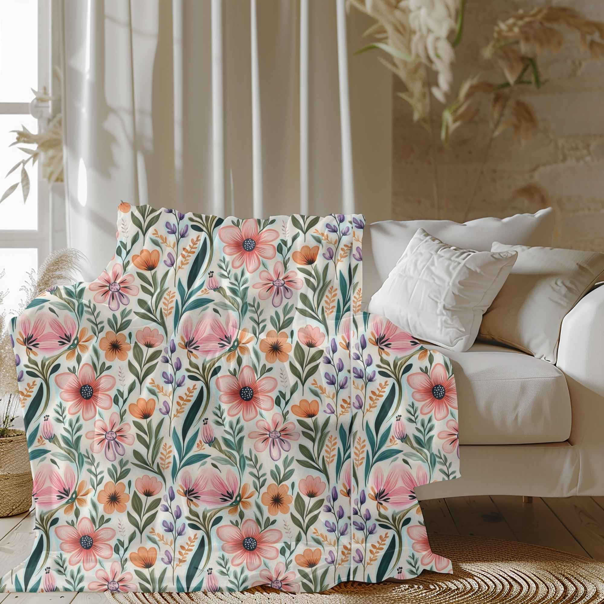 Floral Throw Blanket: Cottagecore Bedding | Wildflower Haven