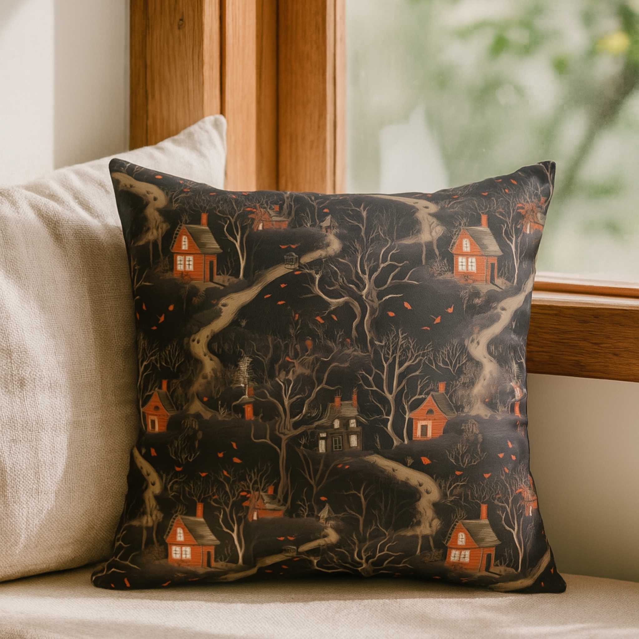 Autumn Forest Faux Suede Pillow Cover | Witches Woodland