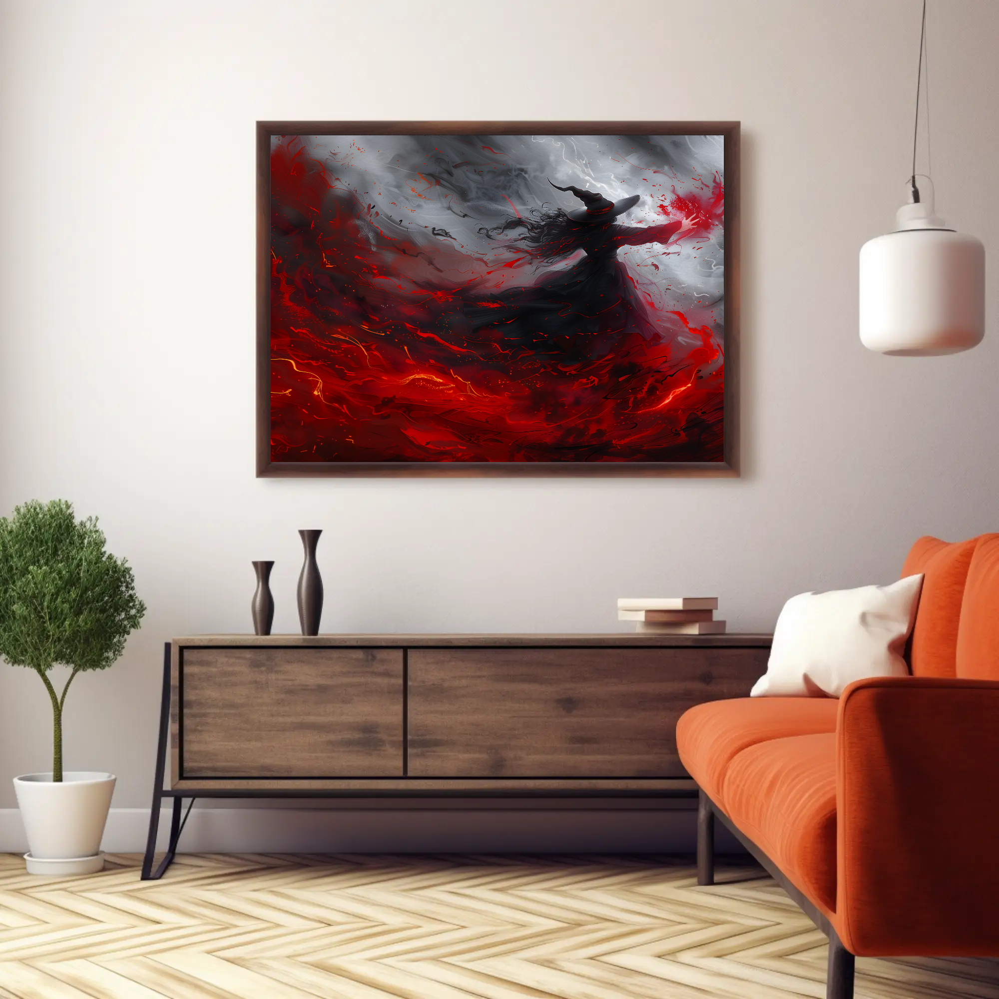 Witch Spellcasting Wall Art: Dark Gothic Fantasy Art