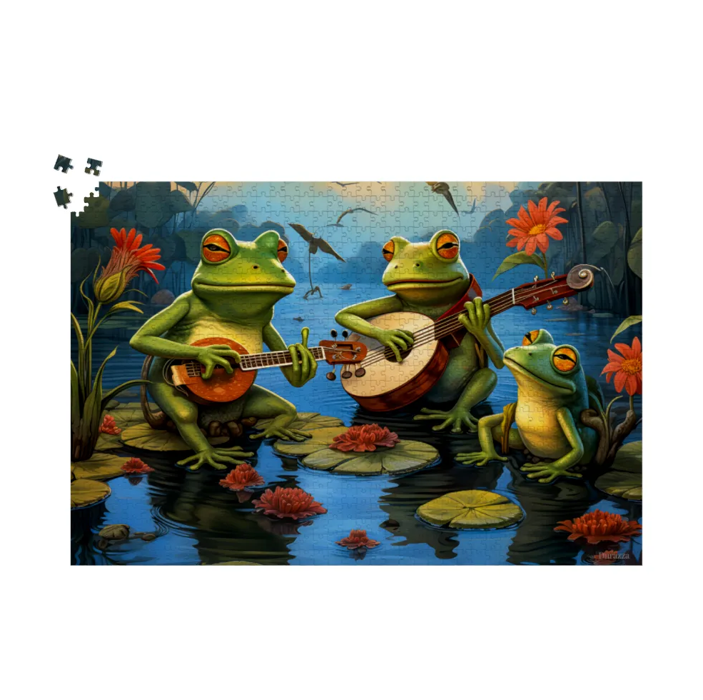 Musical Frogs Wooden Jigsaw Puzzle 500 or 1000 pieces