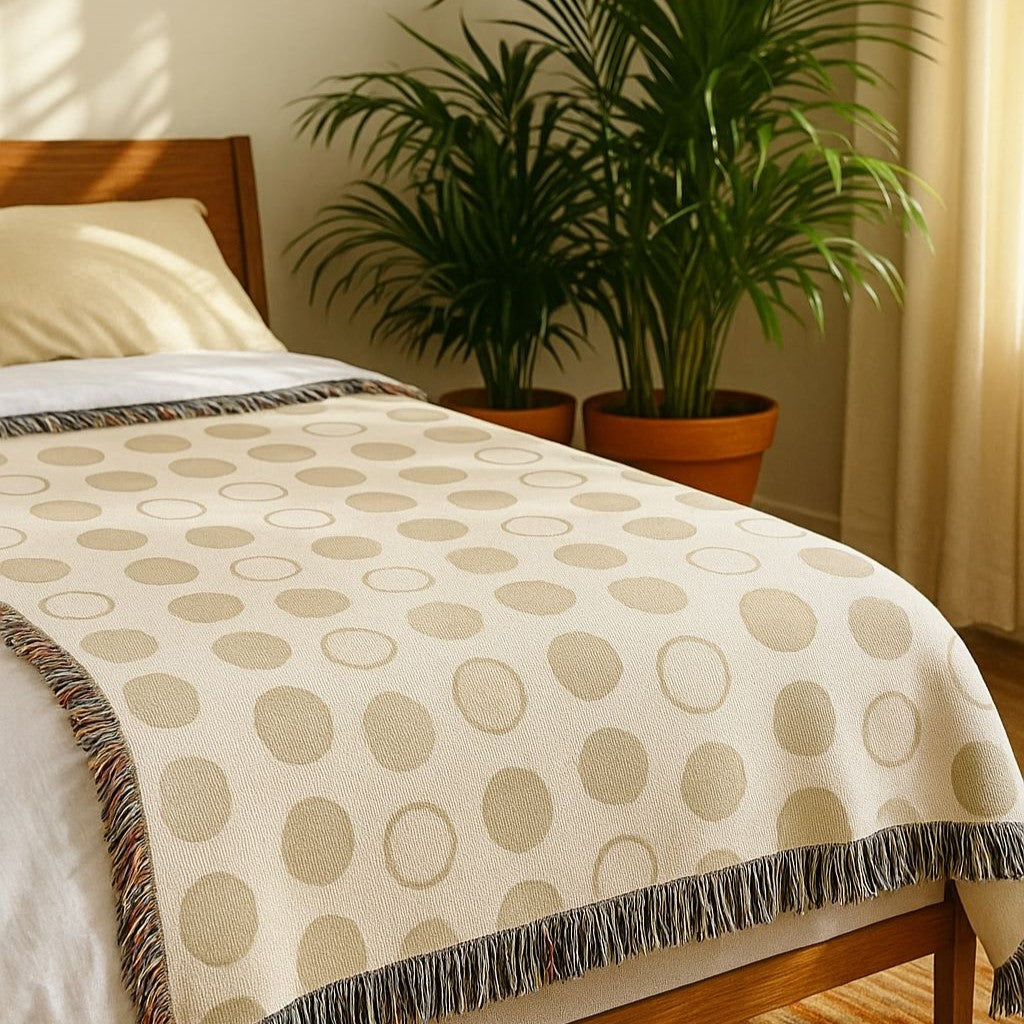 Geometric Throw Blanket - Minimalist Neutral | Zen Circle