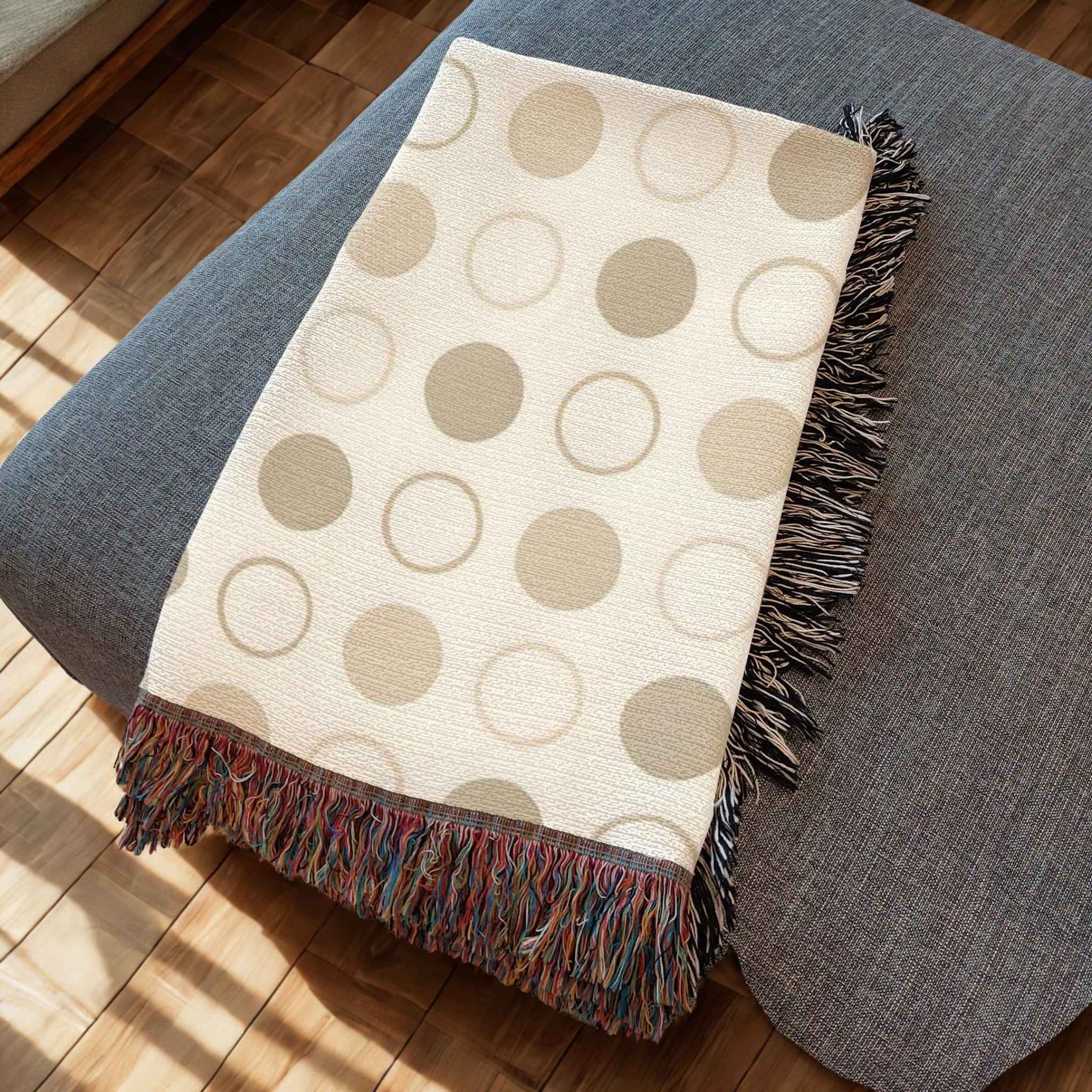 Geometric Throw Blanket - Minimalist Neutral | Zen Circle