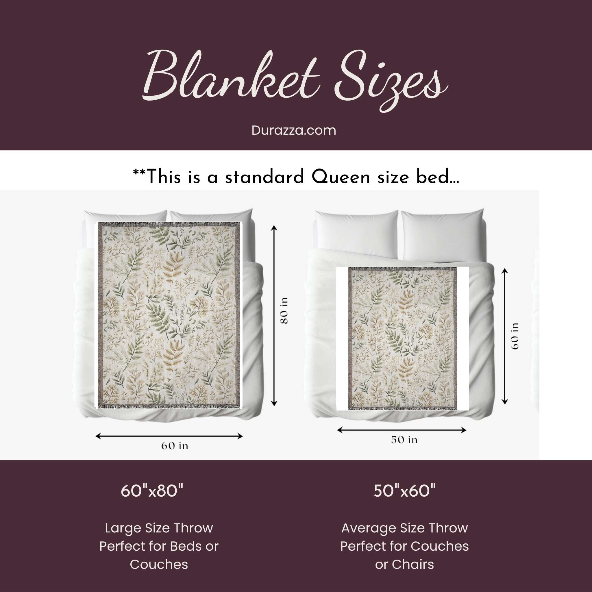 Botanical Throw Blanket – Neutral Nature Decor | Fernlight