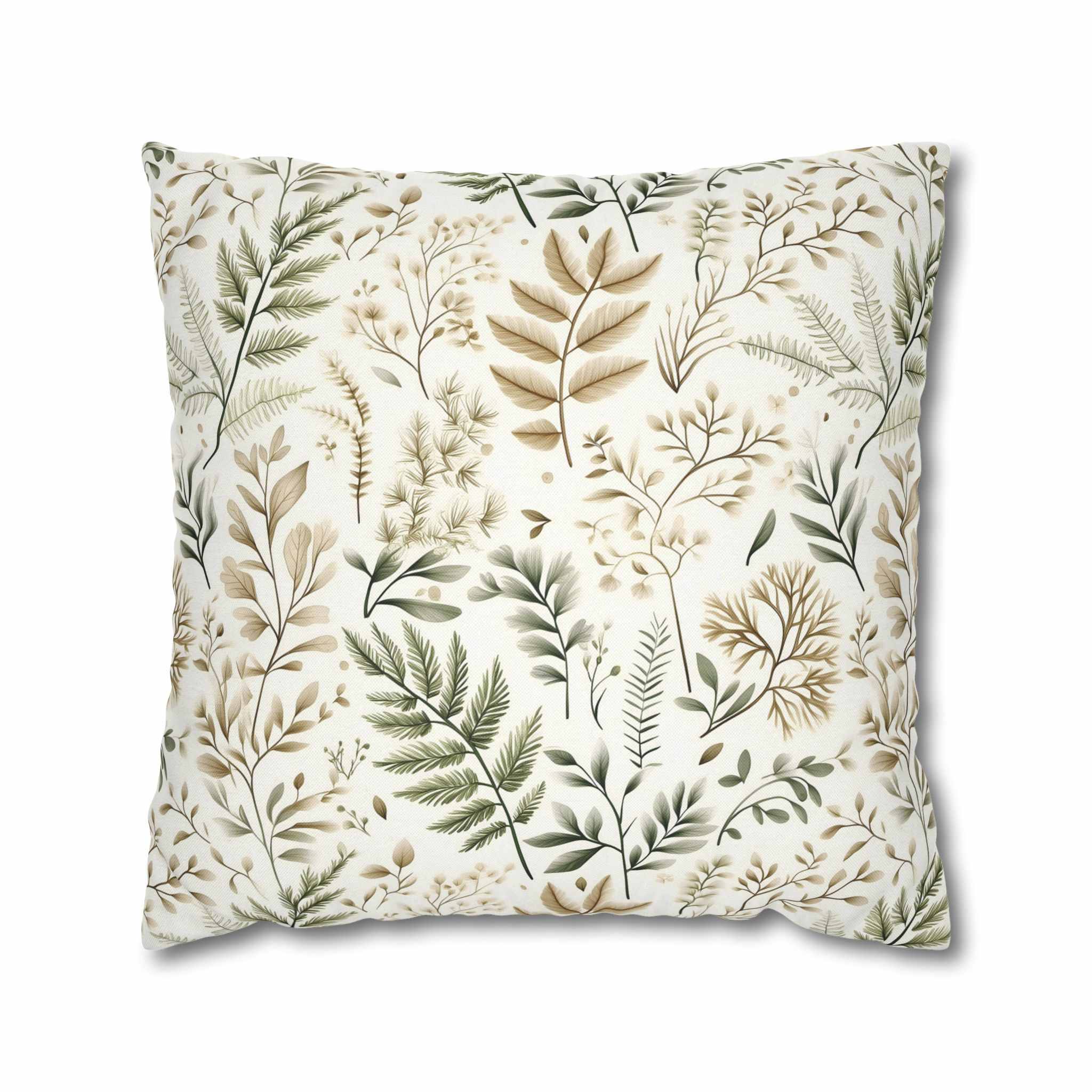 Decorative pillow with leaf pattern on a white background