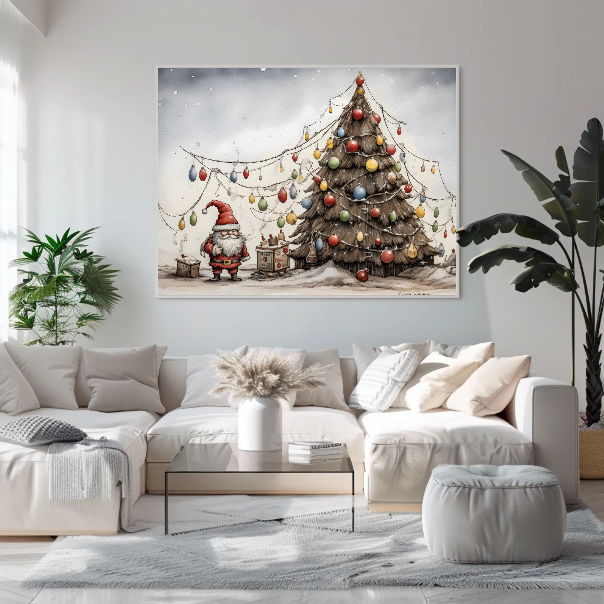 Folk Art Christmas Gnome Wall Art: Traditional Holiday