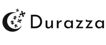 Black and white logo for Durazza.