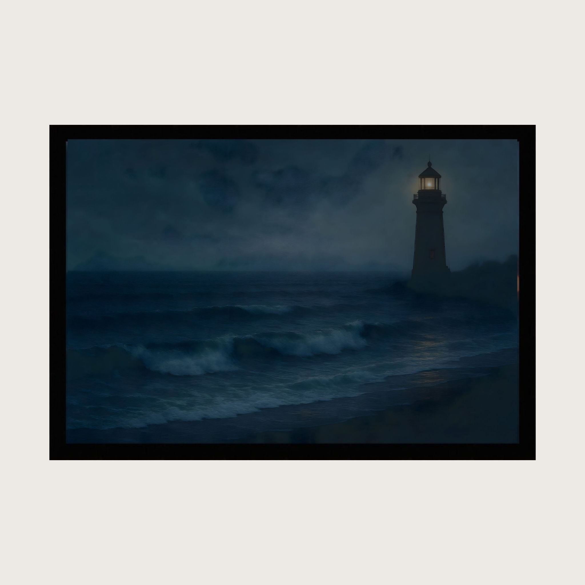 Lighthouse Wall Art: Gothic Coast Scene | Tide After Twilight