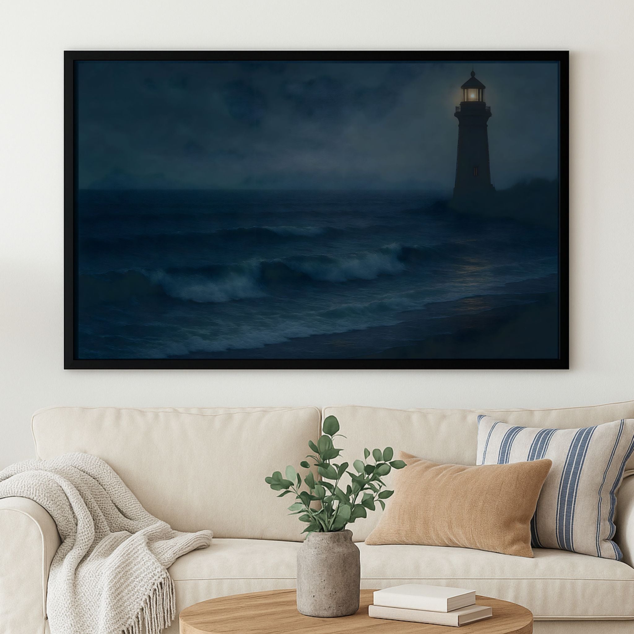 Lighthouse Wall Art: Gothic Coast Scene | Tide After Twilight