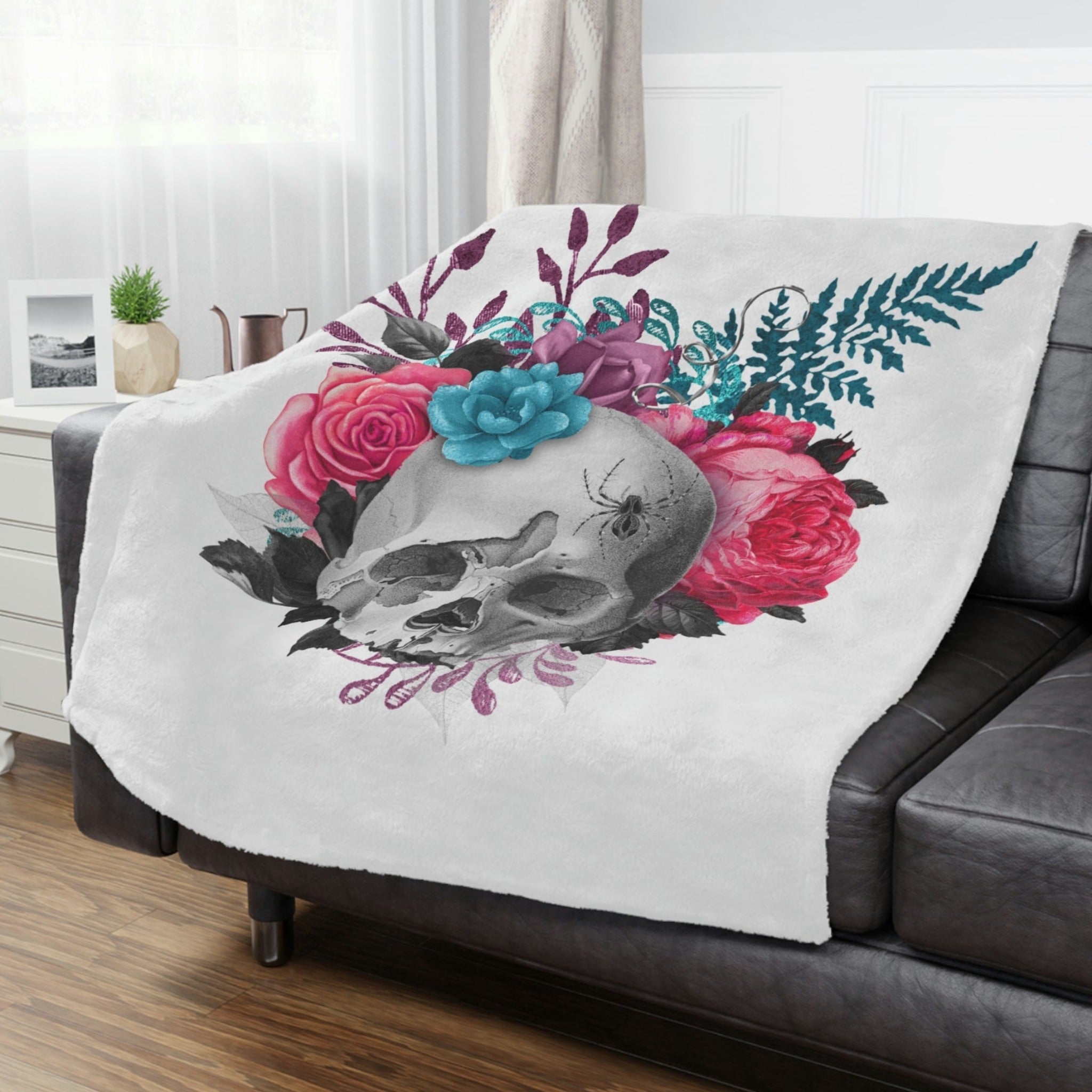 Floral Skull Throw Blanket 50" x 60"