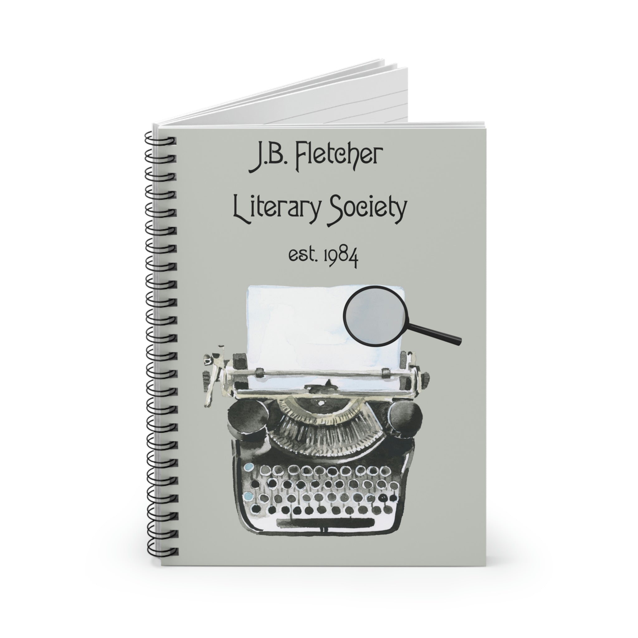 J.B. Fletcher Literary Society Ruled Line Notebook, Standing up partially opened view