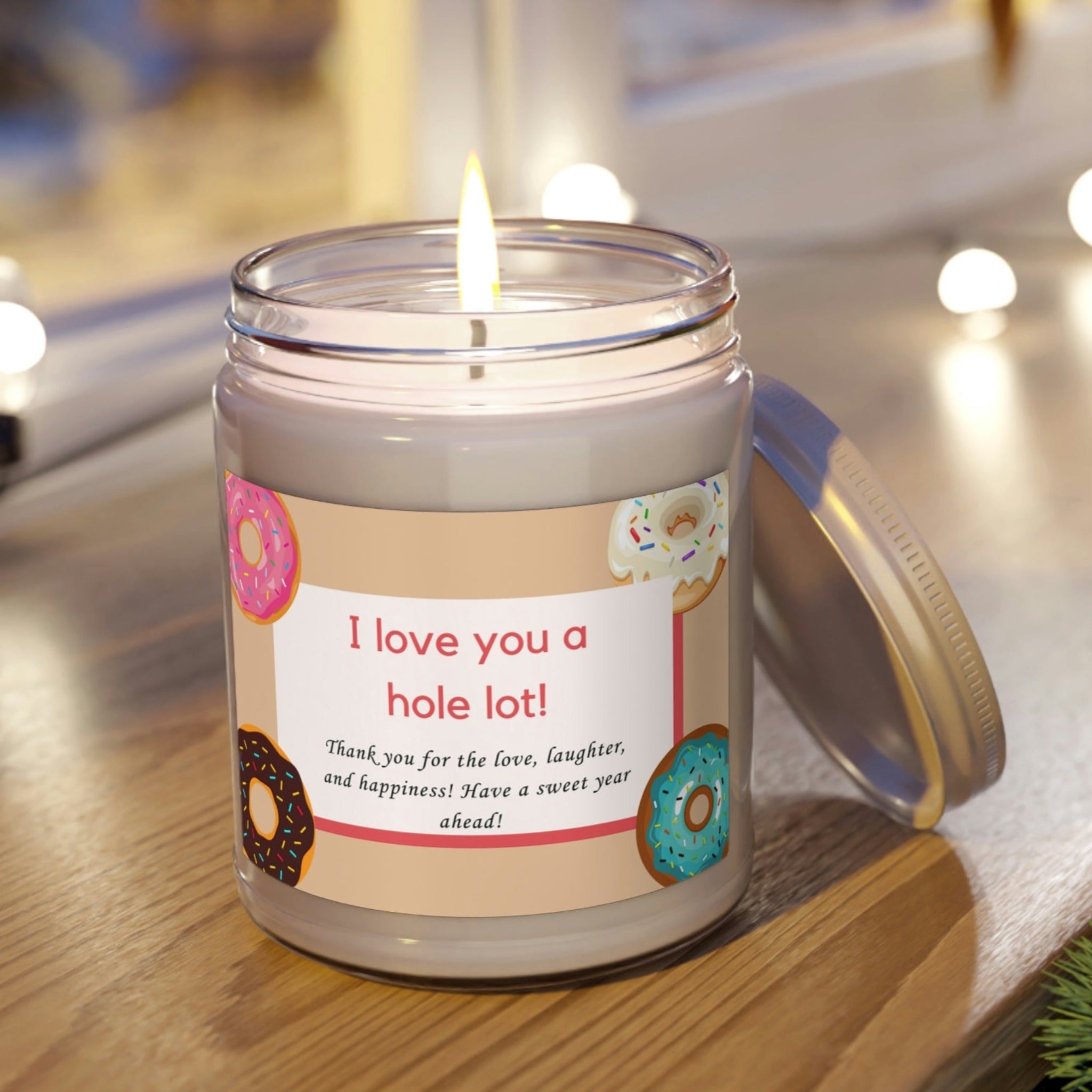 Donut Love Aromatherapy Scented Candle Eco Friendly . I love you a hole lot, Donut candle