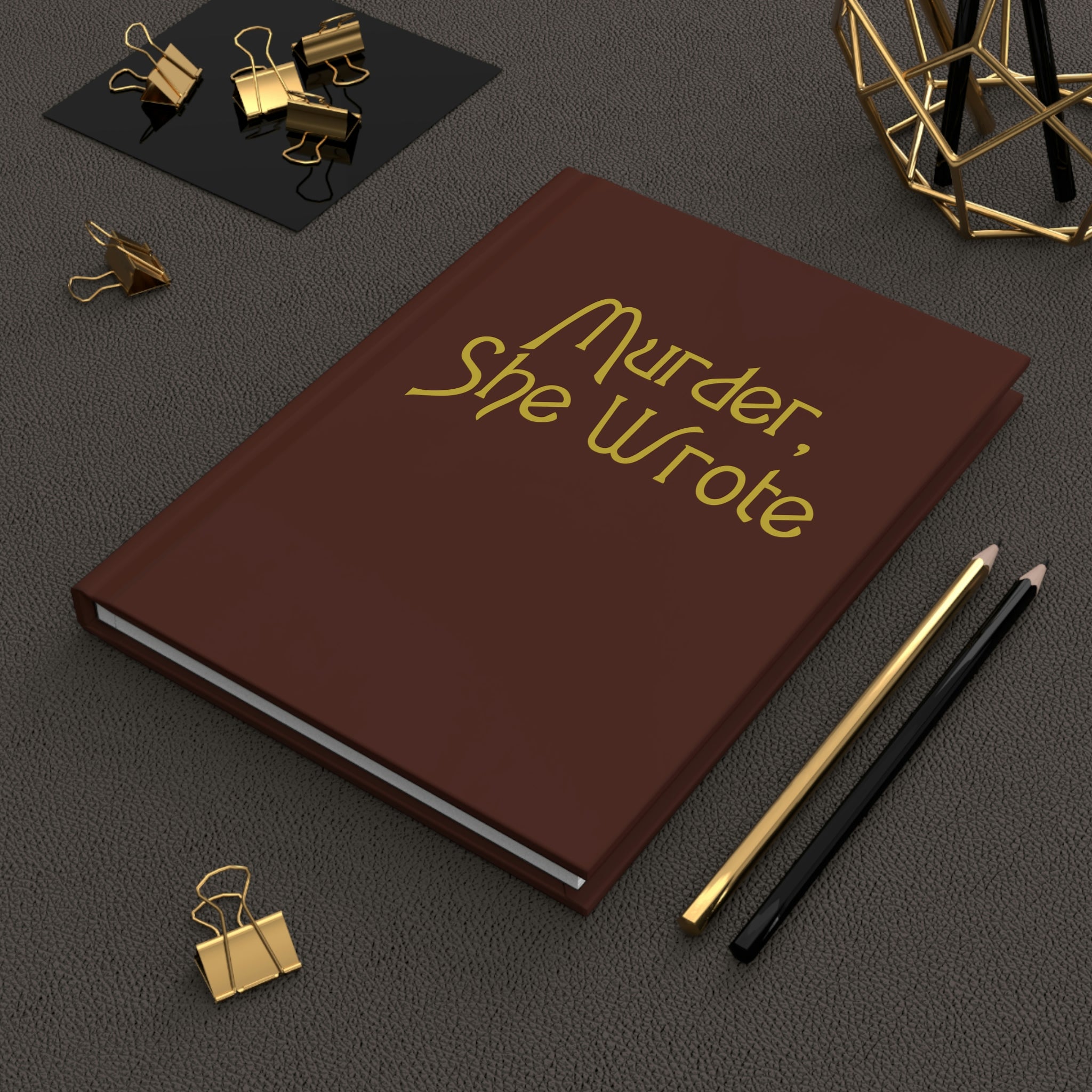 Murder She Wrote Journal in Hardcover laying on desk