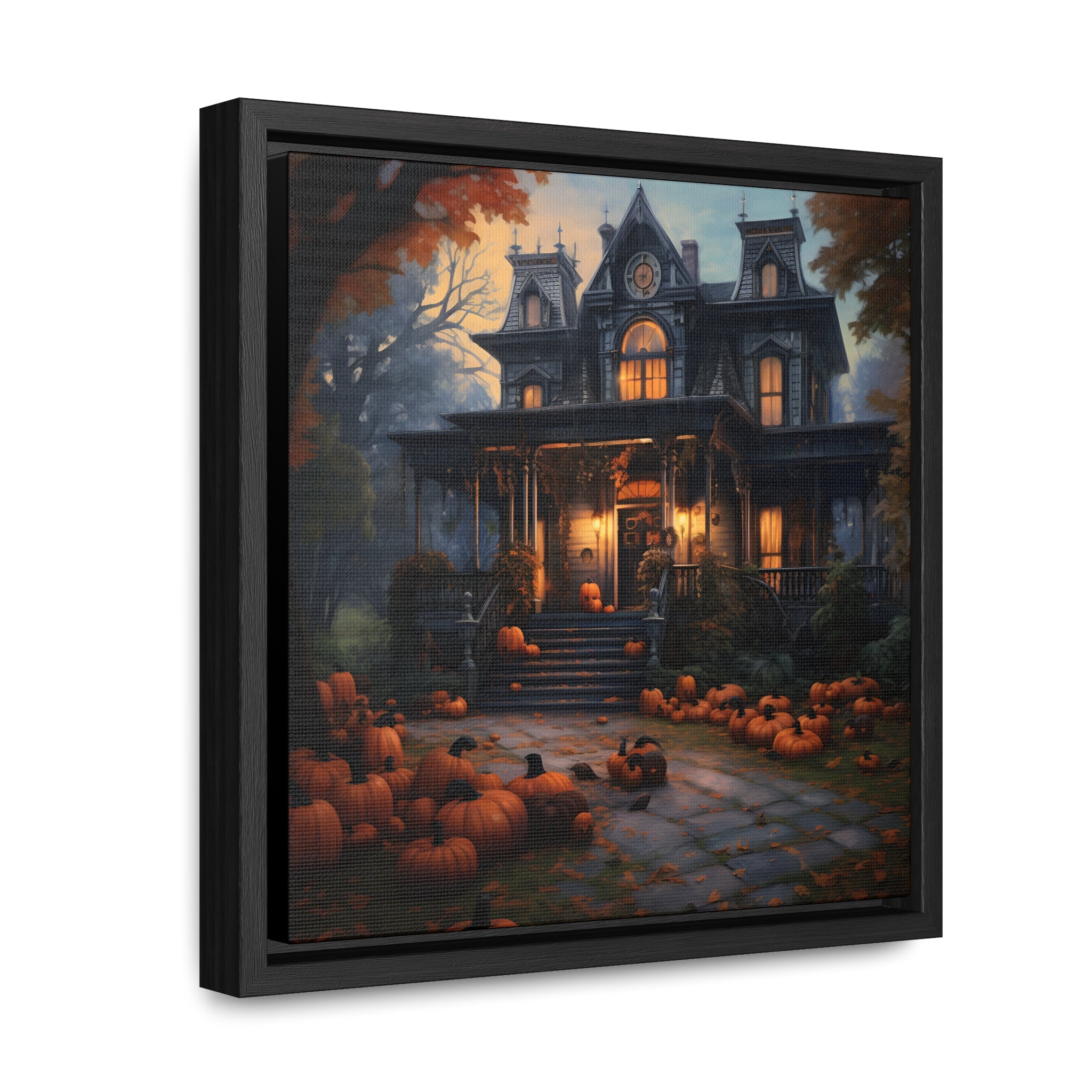 Autumn Shadows Manor Canvas Wall Art, Pre-Framed Square