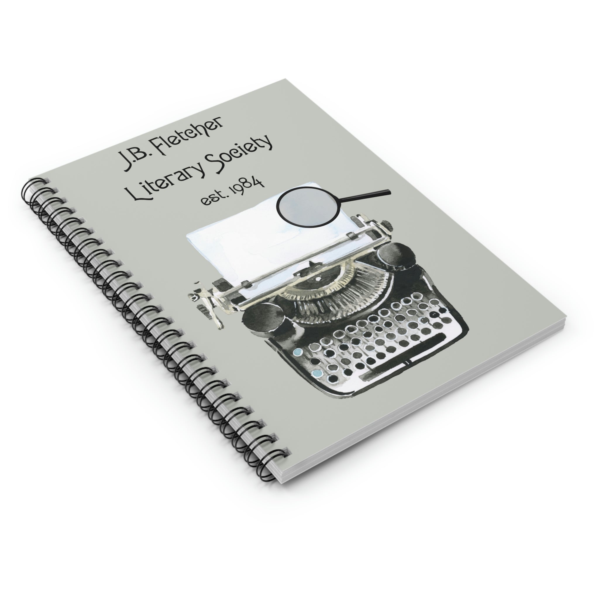J.B. Fletcher Literary Society Ruled Line Notebook,  Laying flat on table