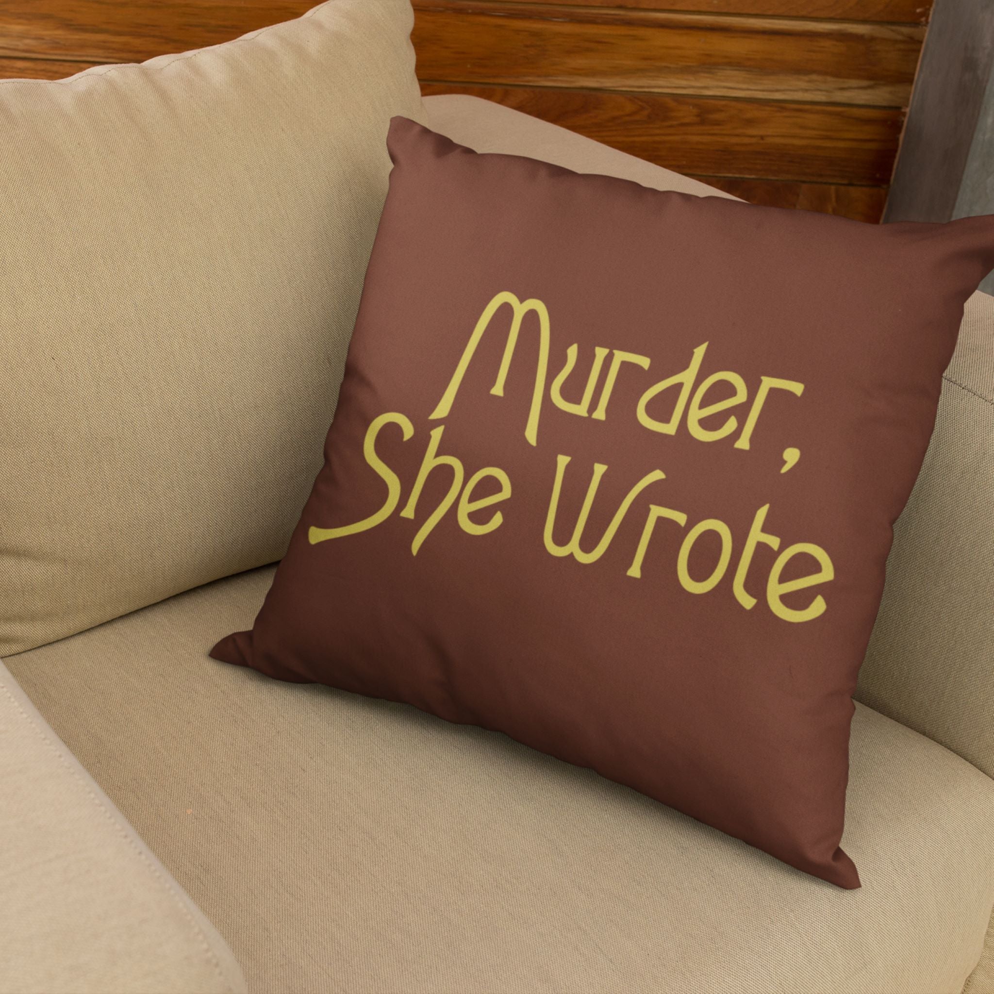 Murder She wrote pillow on couch