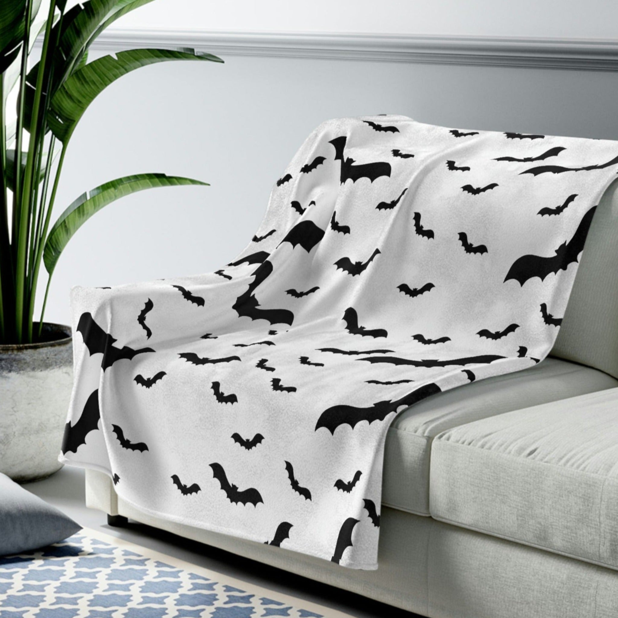 Bat Throw Blanket in Velveteen Plush Multiple Sizes