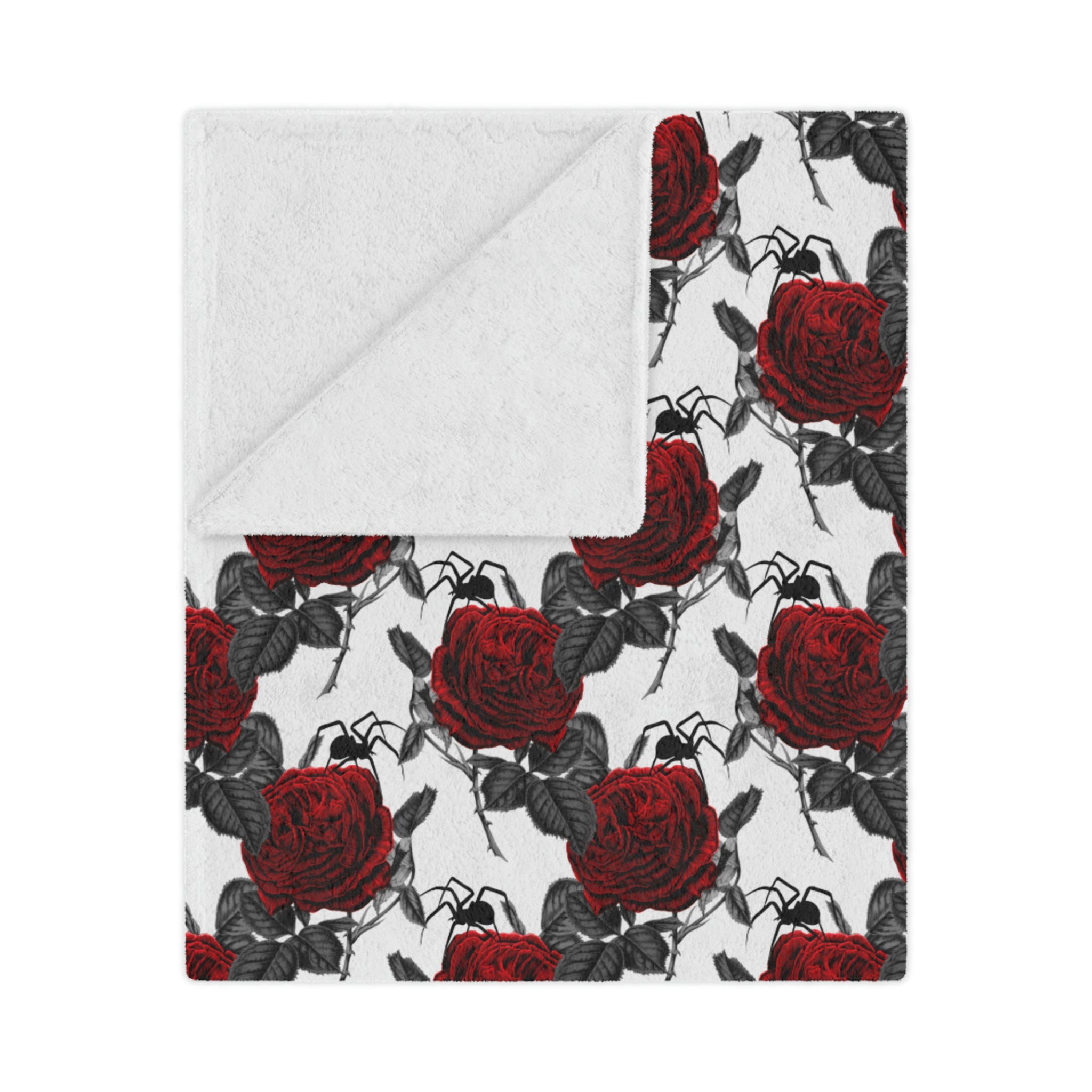 Red Rose Spider Throw Blanket, Minky or Sherpa 50" x 60" - Durazza