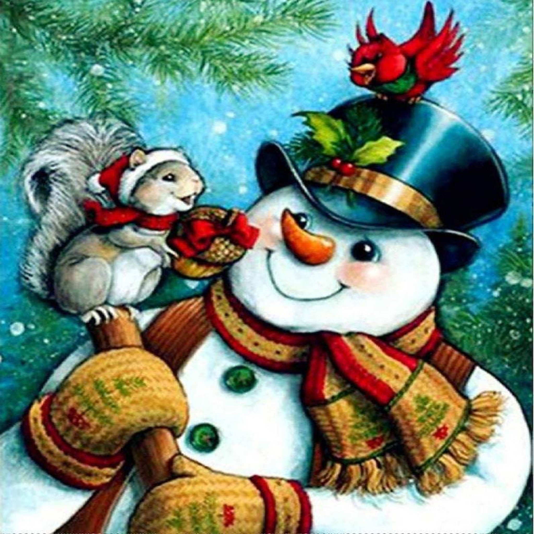 DIY Cozy Snowman Diamond Painting Kit, 5D Full Drill Round30*35cm - Durazza