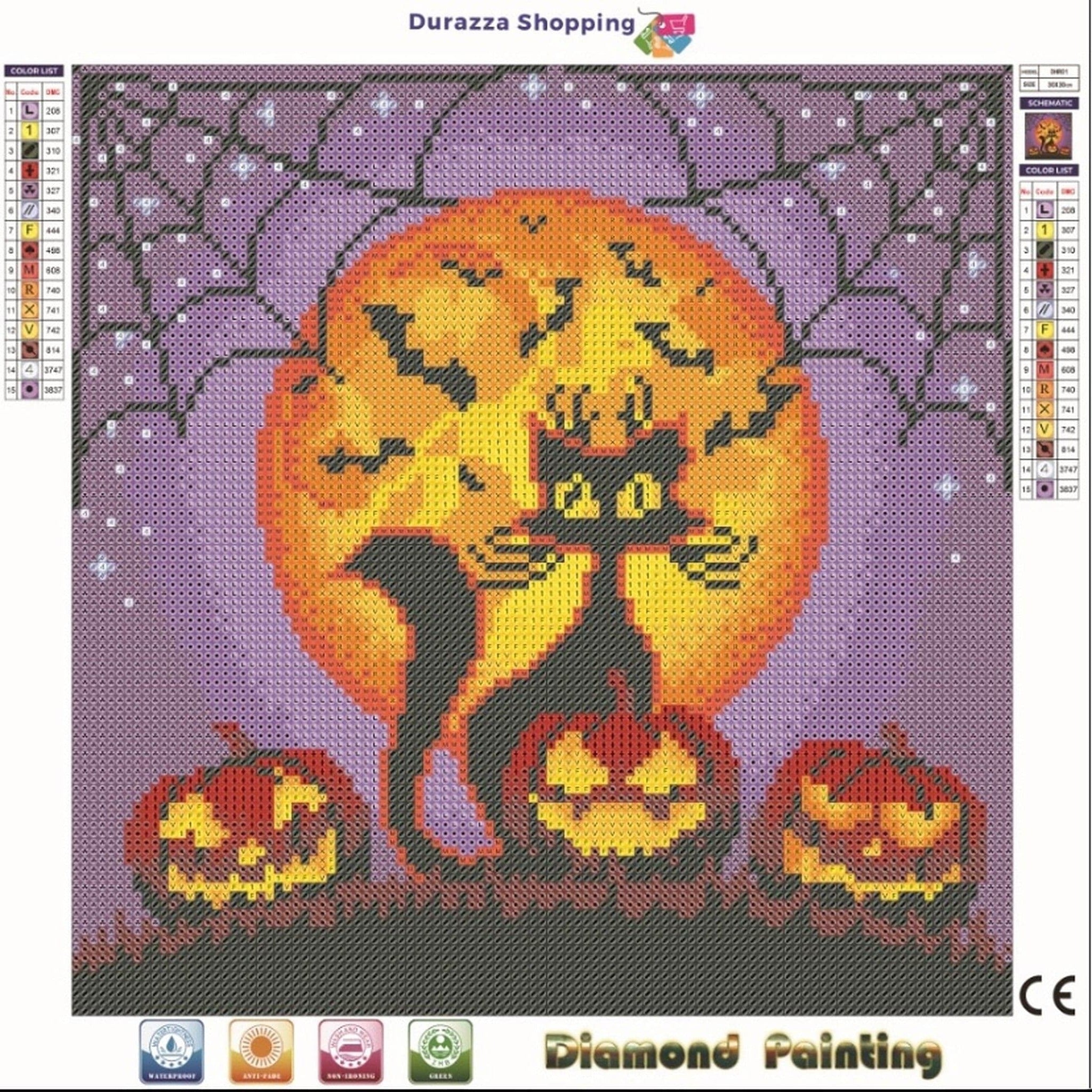DIY Halloween Diamond Painting Kit, 5D-Full Drill Round 35*35cm - Durazza