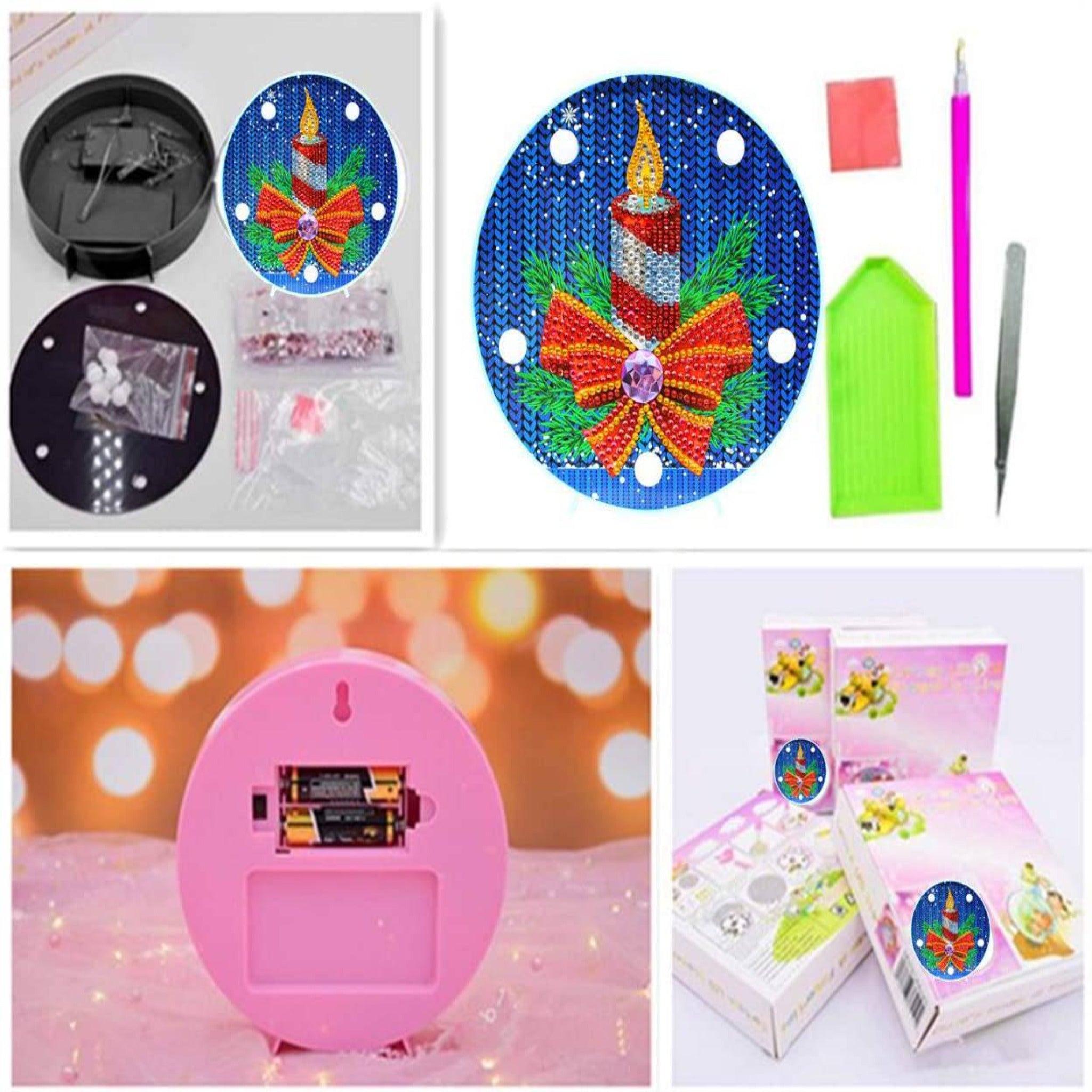 DIY Holiday Candle Diamond Painting Night Light - Durazza